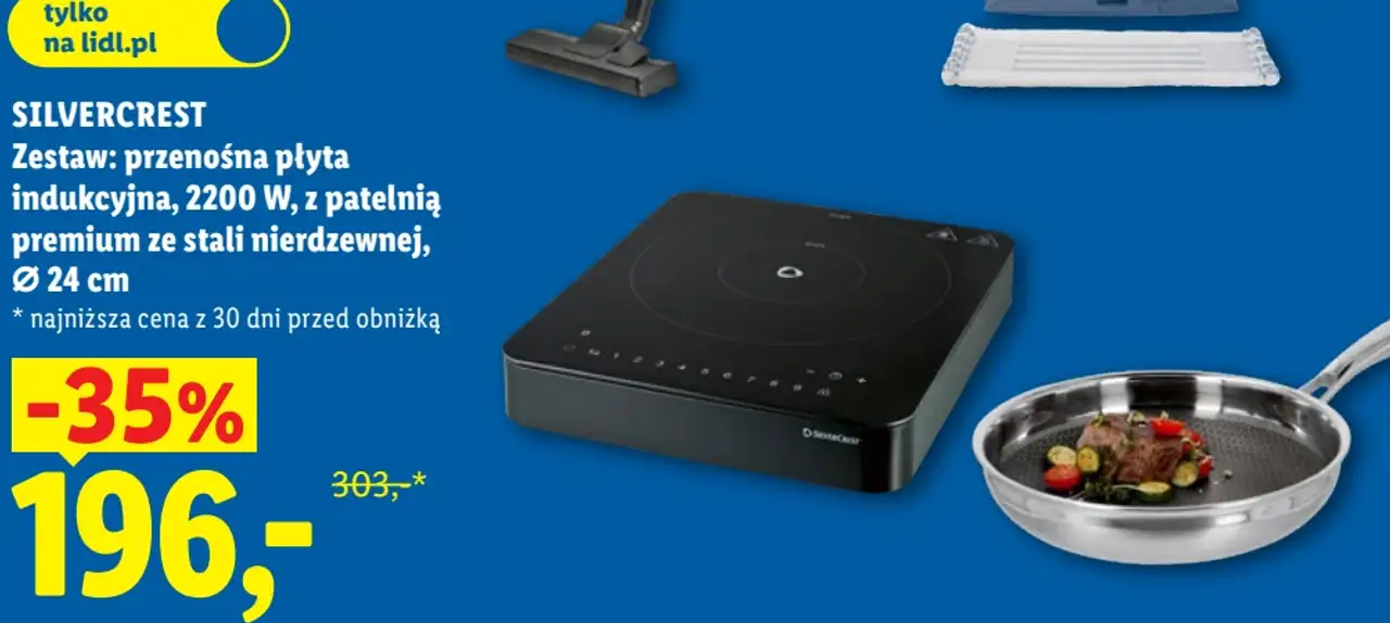 SILVERCREST Zestaw: przenośna płyta indukcyjna, 2200 W, z patelnią premium ze stali nierdzewnej, Ø 24 cm
