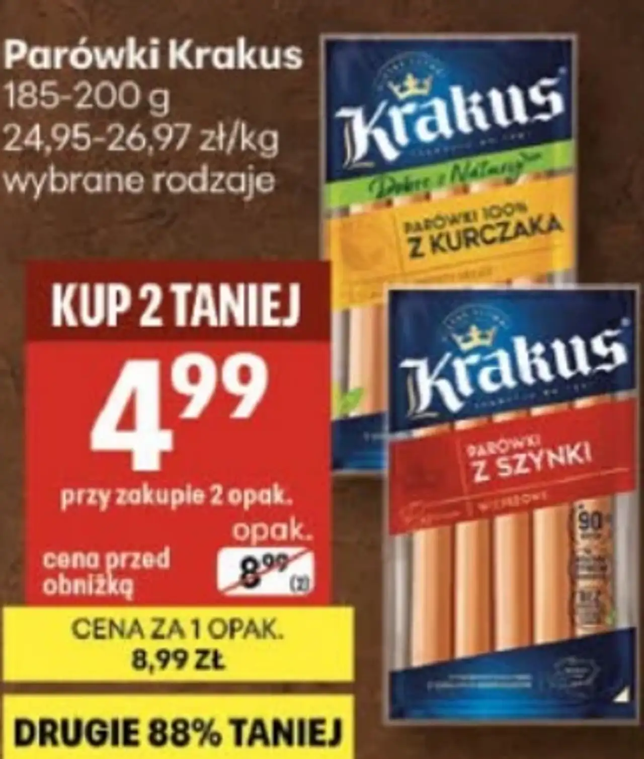 Parówki Krakus (z szynki / z kurczaka)