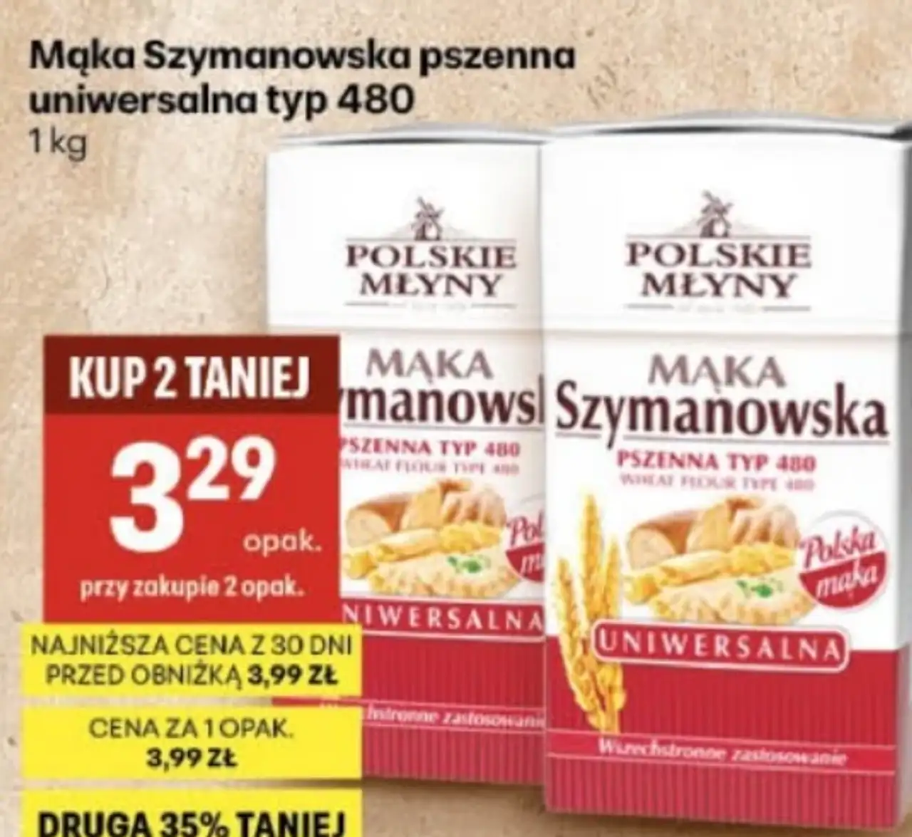 Mąka Szymanowska pszenna uniwersalna typ 480 Polskie Młyny 1 kg