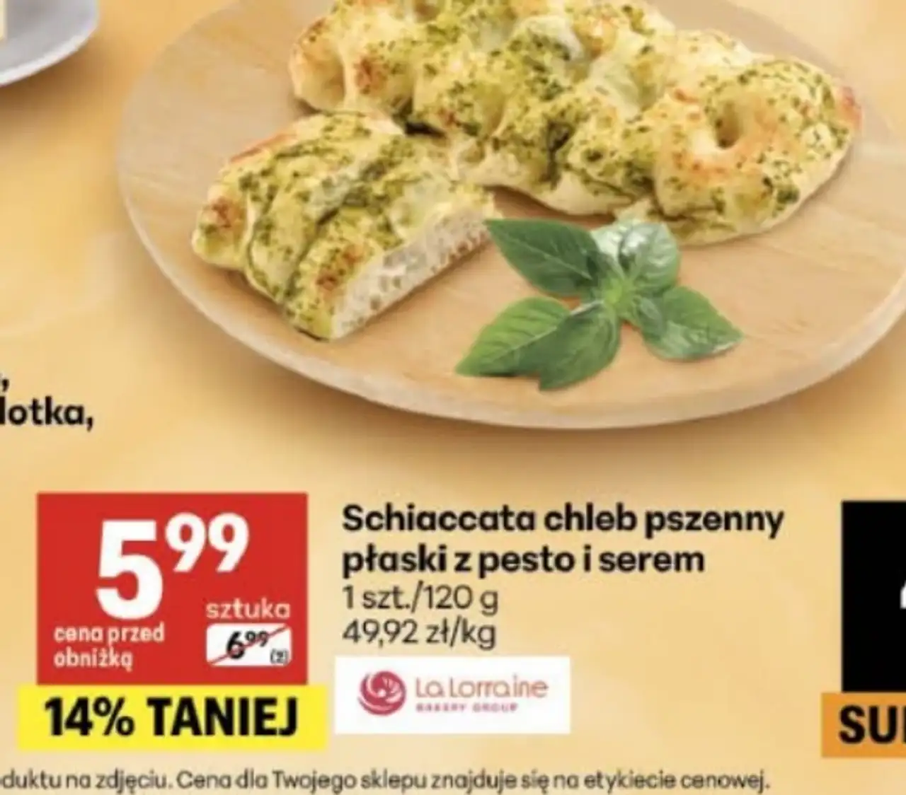 Schiaccata chleb pszenny płaski z pesto i serem