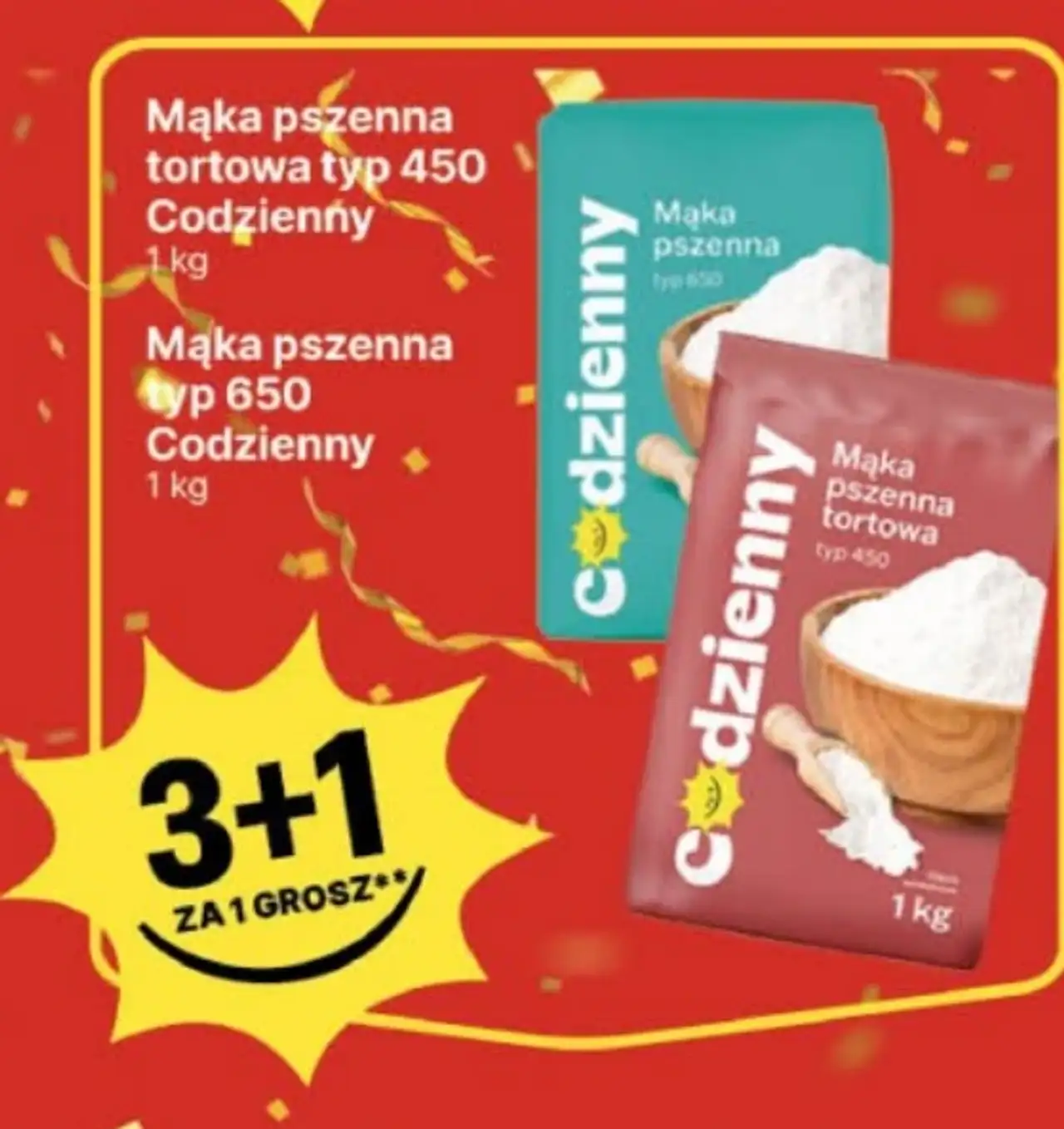Mąka pszenna tortowa typ 450 Codzienny, Mąka pszenna typ 650 Codzienny 1 kg