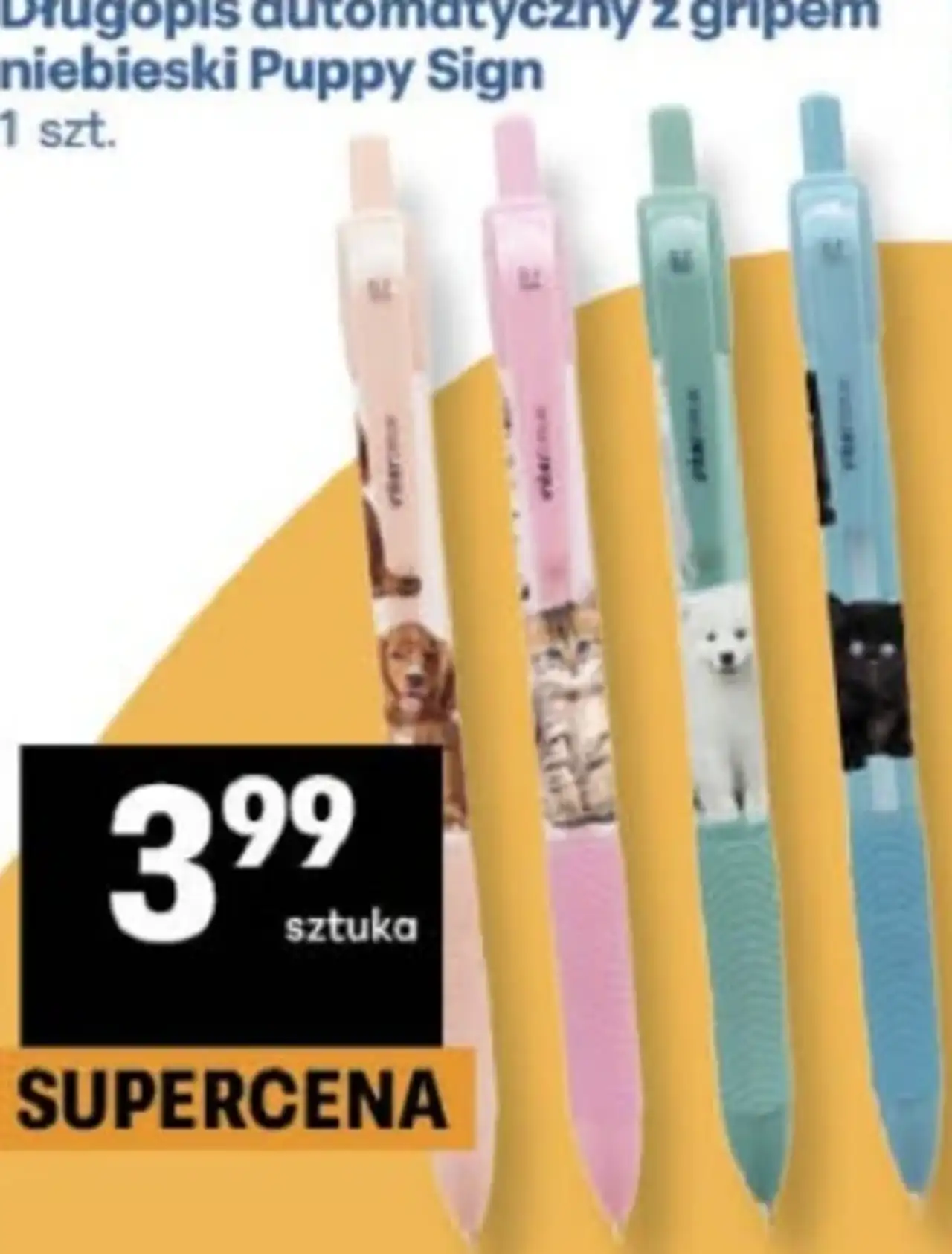 Długopis automatyczny z gripem niebieski Puppy Sign