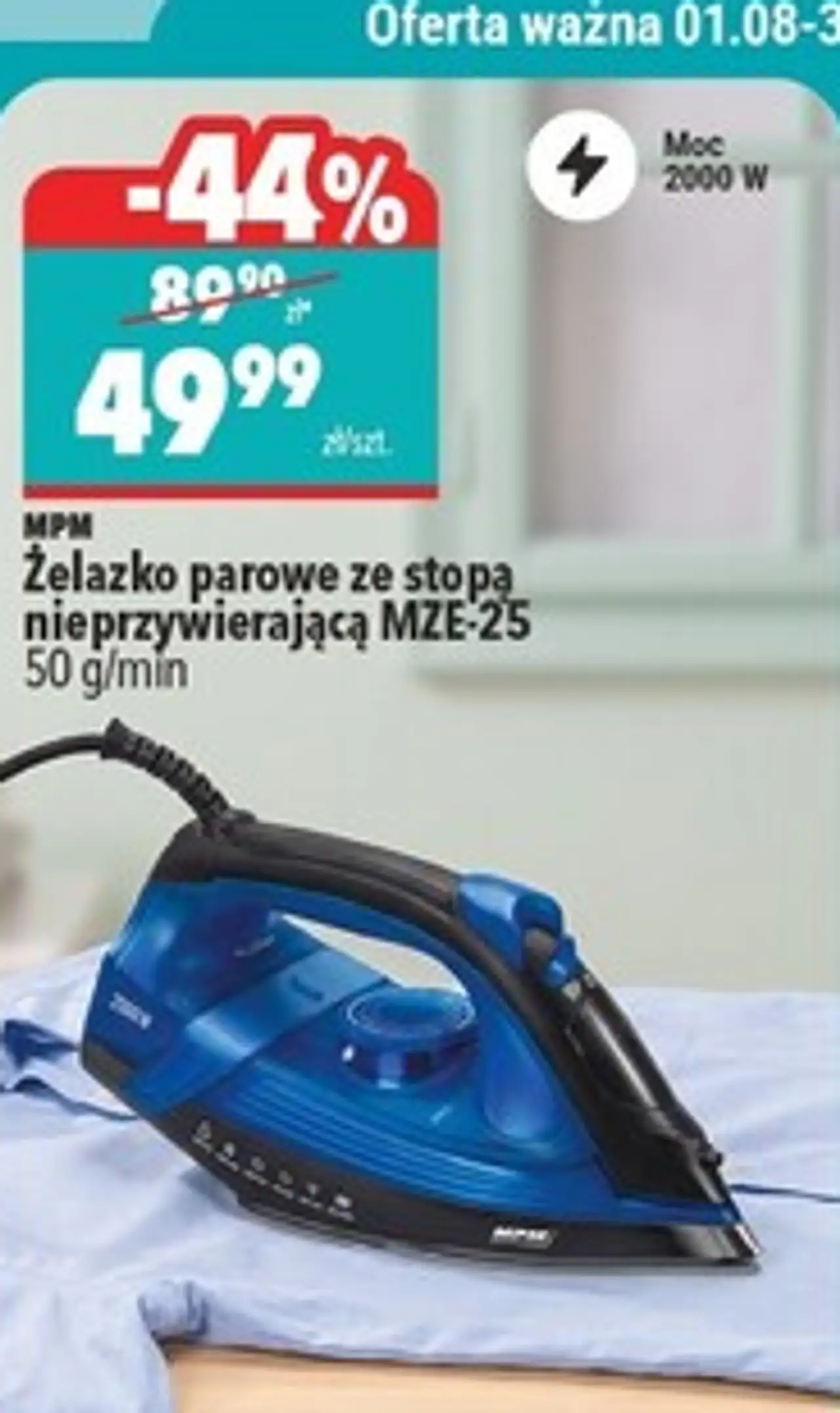 MPM Żelazko parowe ze stopą nieprzywierającą MZE-25