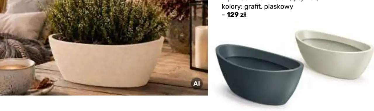 Lekka, mrozoodporna donica z tworzywa sztucznego podłużna 60 x 28 x 20 16 l
