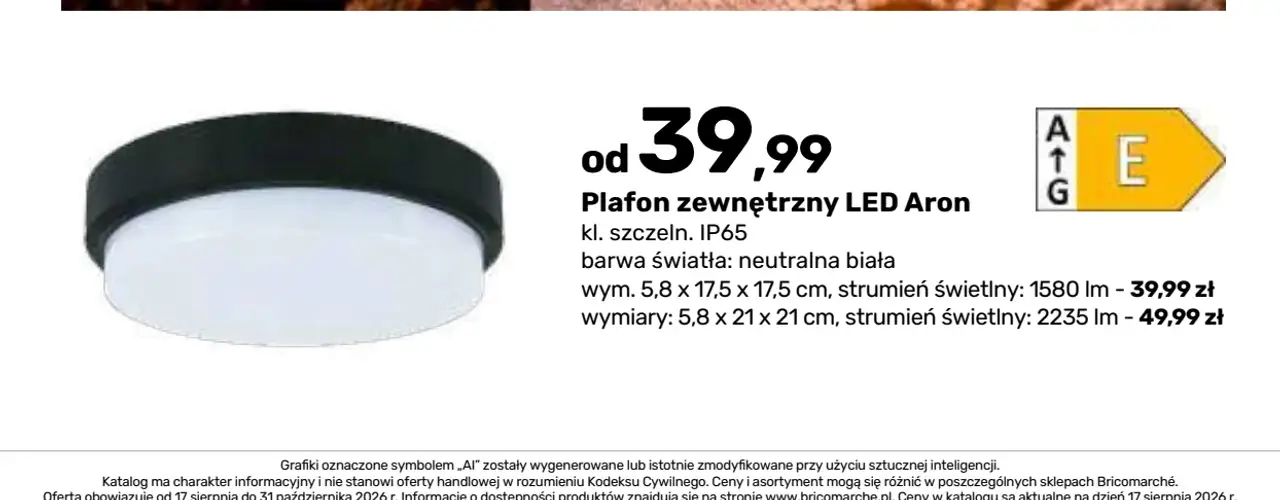 Plafon zewnętrzny LED Aron