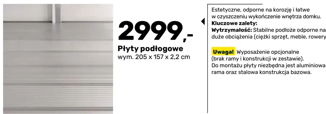 Płyty podłogowe wym. 205 x 157 x 2,2 cm