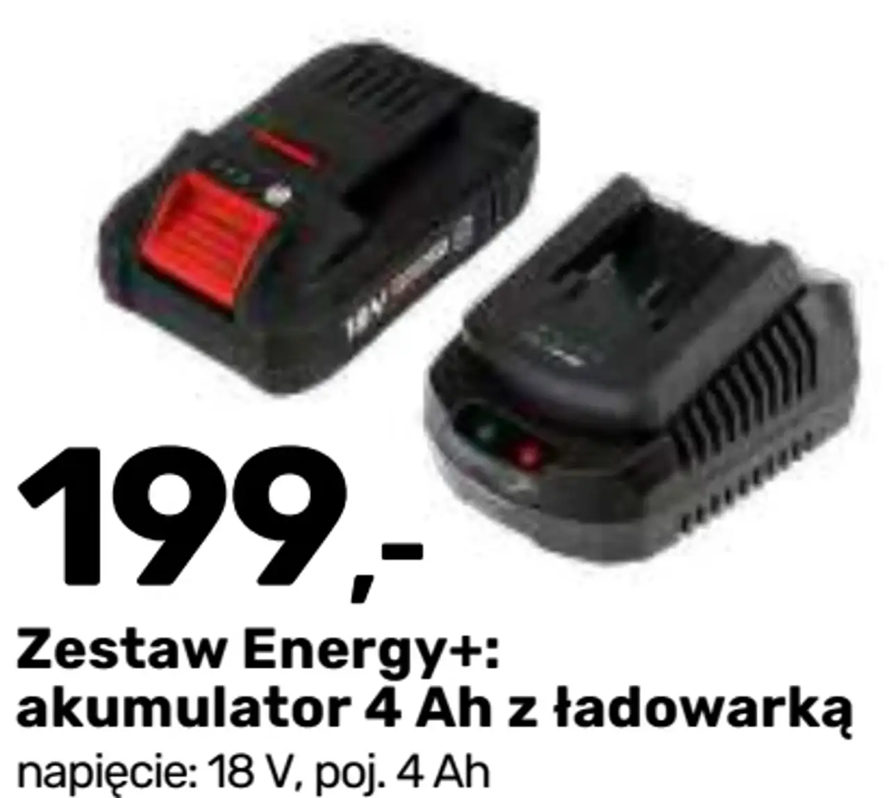 Zestaw Energy+: akumulator 4 Ah z ładowarką Graphite