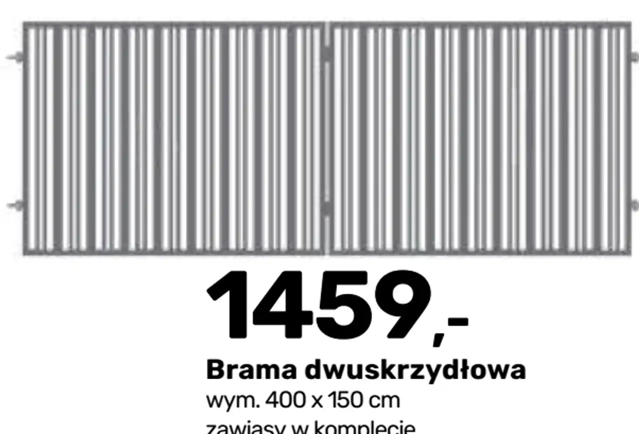 Brama dwuskrzydłowa Eryk (kolor: antracyt RAL 7016, ocynkowane, wym. 400 x 150 cm)