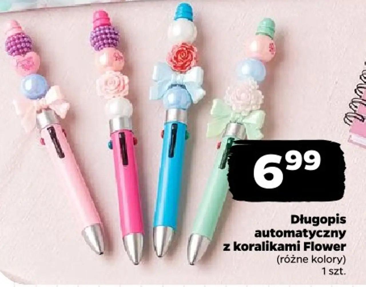 Długopis automatyczny z koralikami Flower Beniamin (różne kolory)