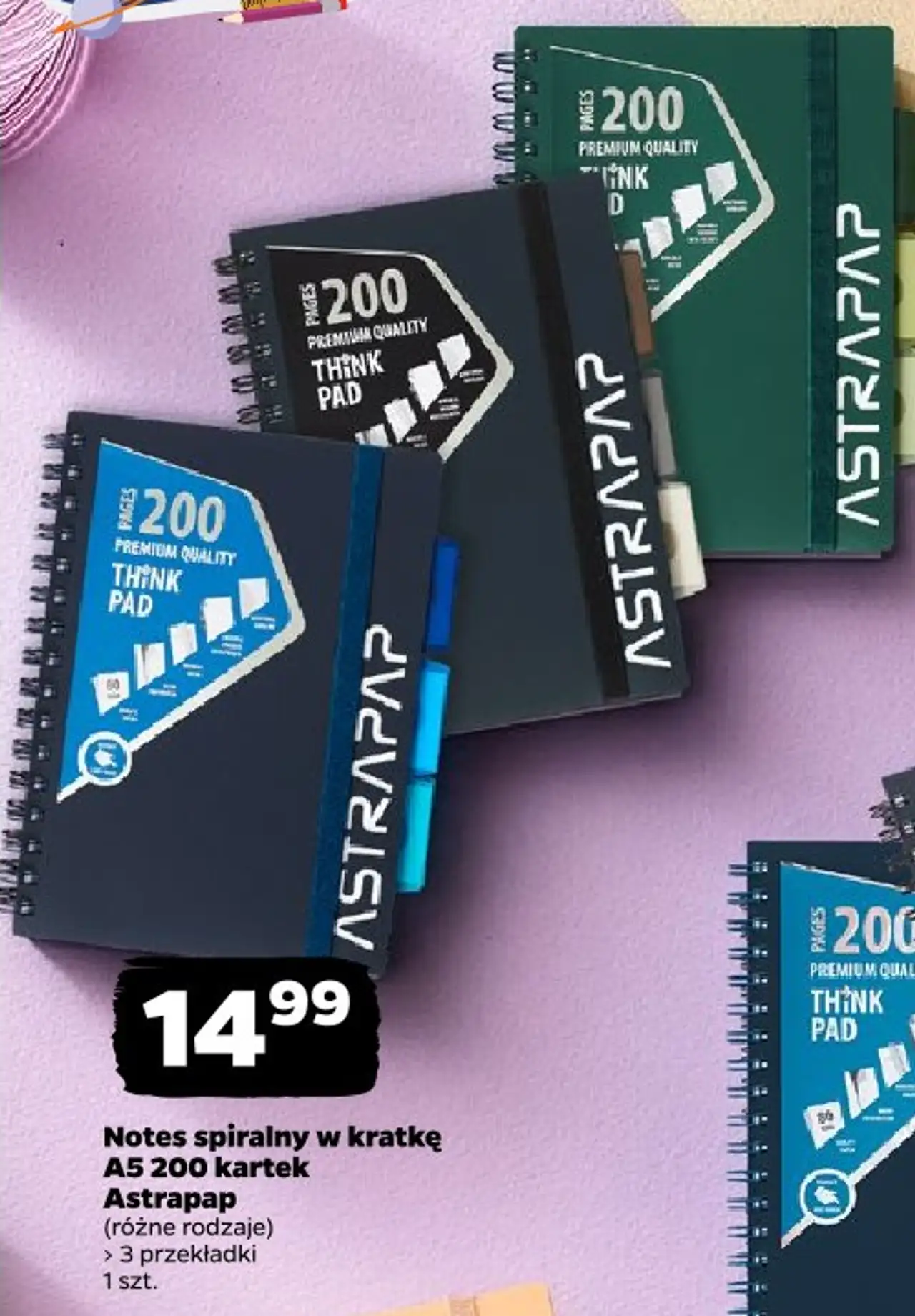 Notes spiralny w kratkę A5 200 kartek Astrapap