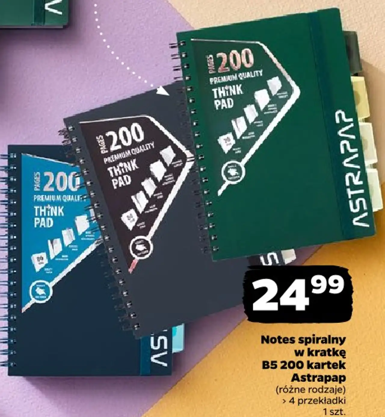 Notes spiralny w kratkę B5 200 kartek Astrapap