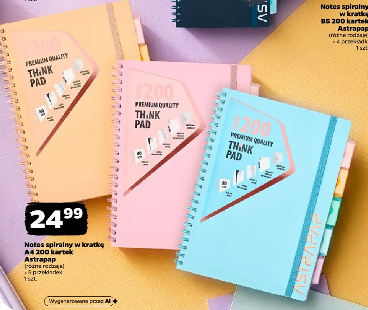 Notes spiralny w kratkę A4 200 kartek Astrapap