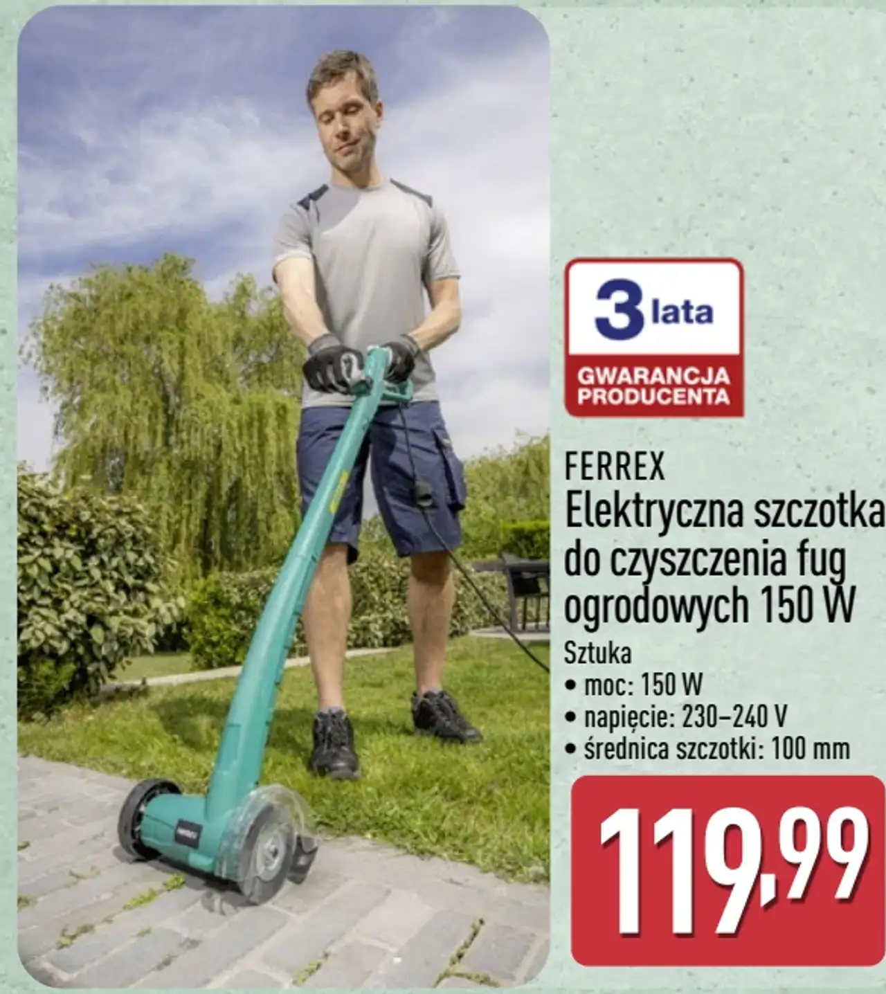 FERREX Elektryczna szczotka do czyszczenia fug ogrodowych 150 W