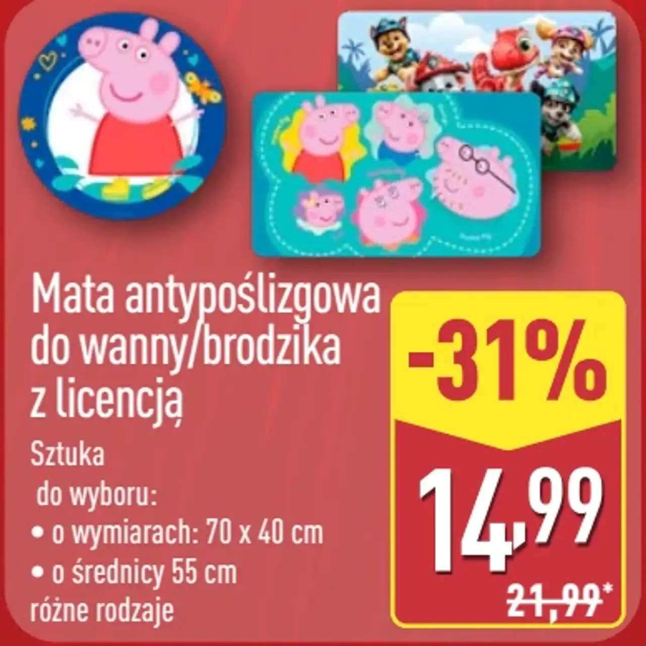 Mata antypoślizgowa do wanny/brodzika z licencją