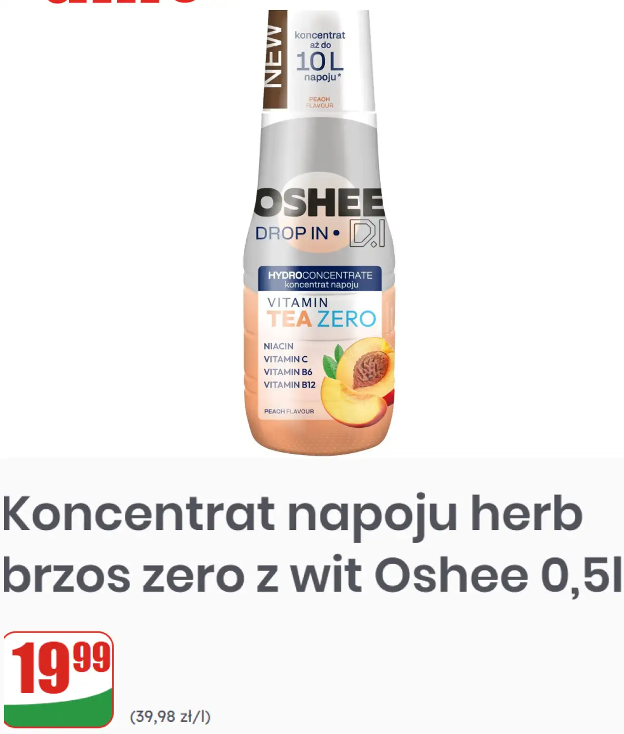 Koncentrat napoju herbacianego o smaku brzoskwiniowym zero z witaminami Oshee 0,5 l