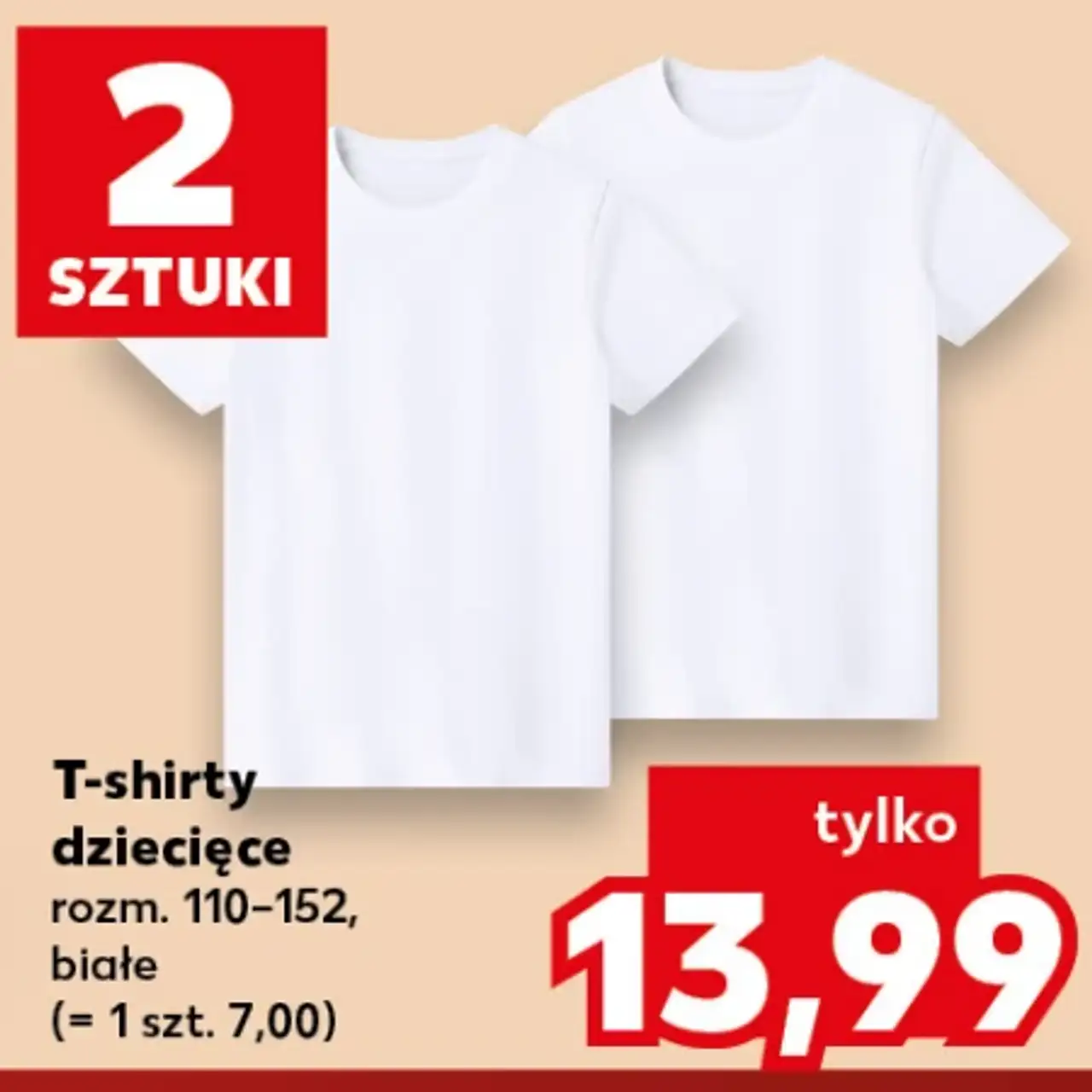 T-shirty dziecięce rozm. 110-152, białe