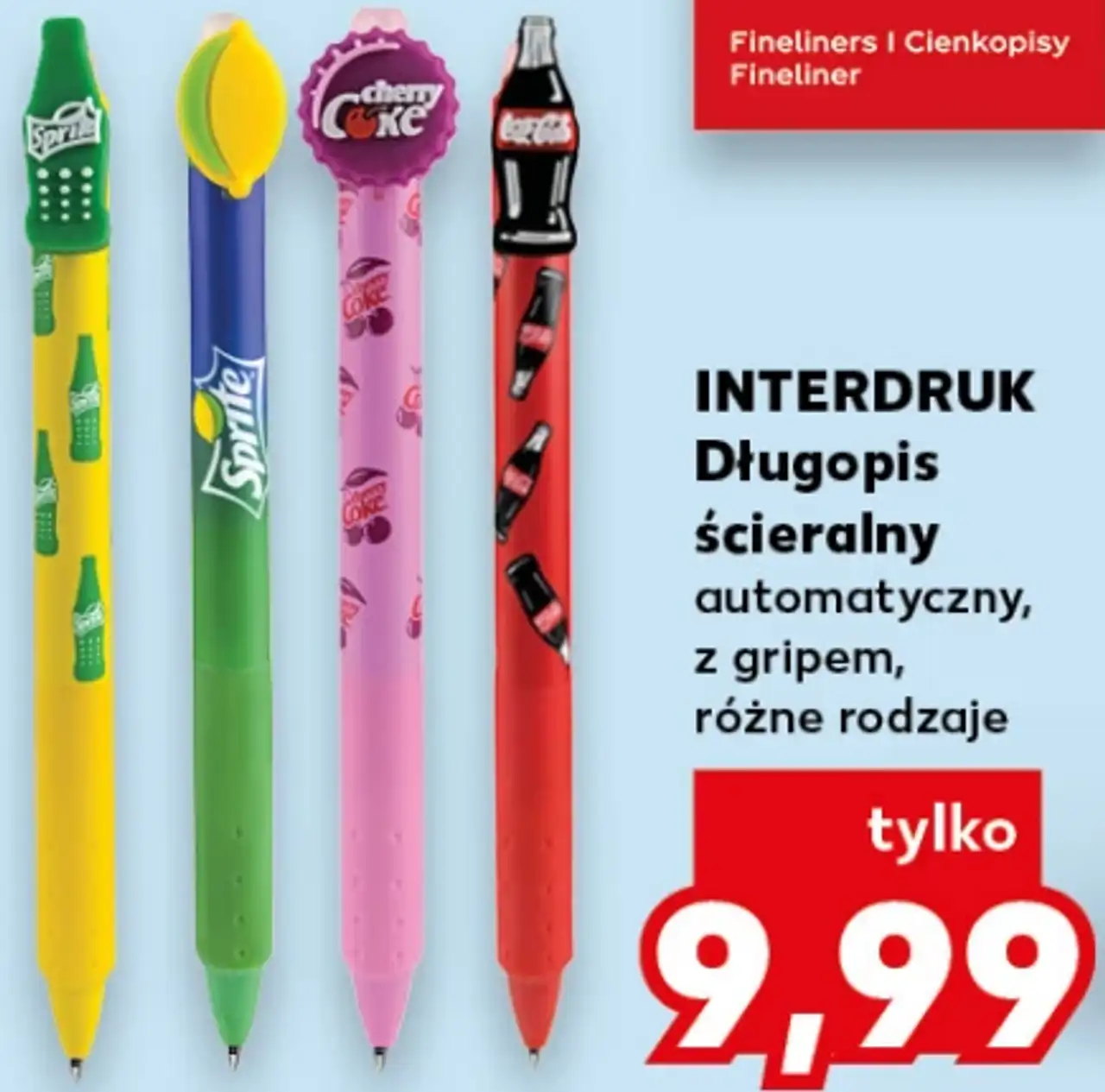 INTERDRUK Długopis ścieralny automatyczny, z gripem, różne rodzaje
