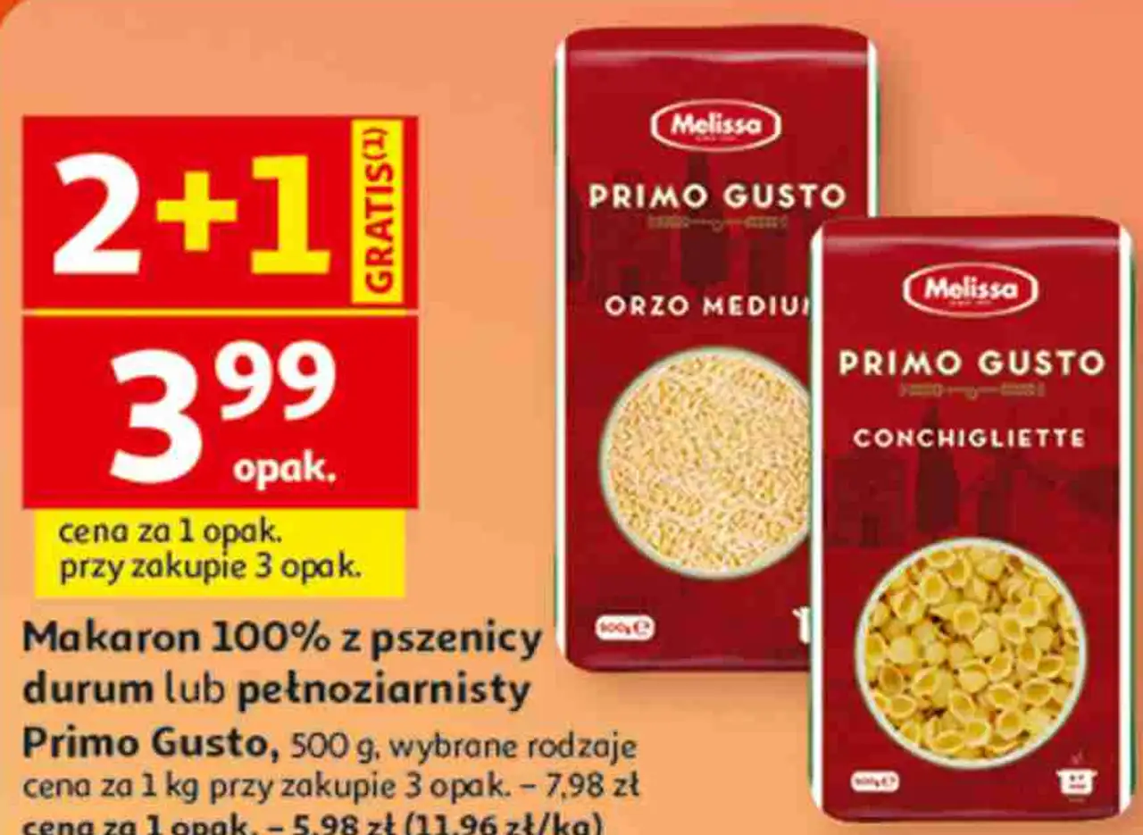 Makaron 100% z pszenicy durum lub pełnoziarnisty Primo Gusto