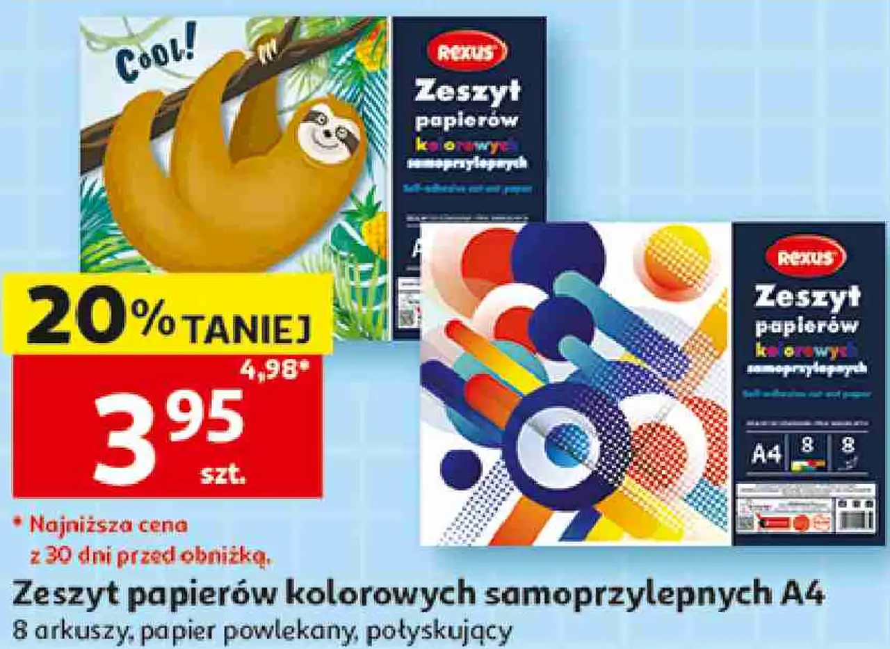 Rexus Zeszyt papierów kolorowych samoprzylepnych A4