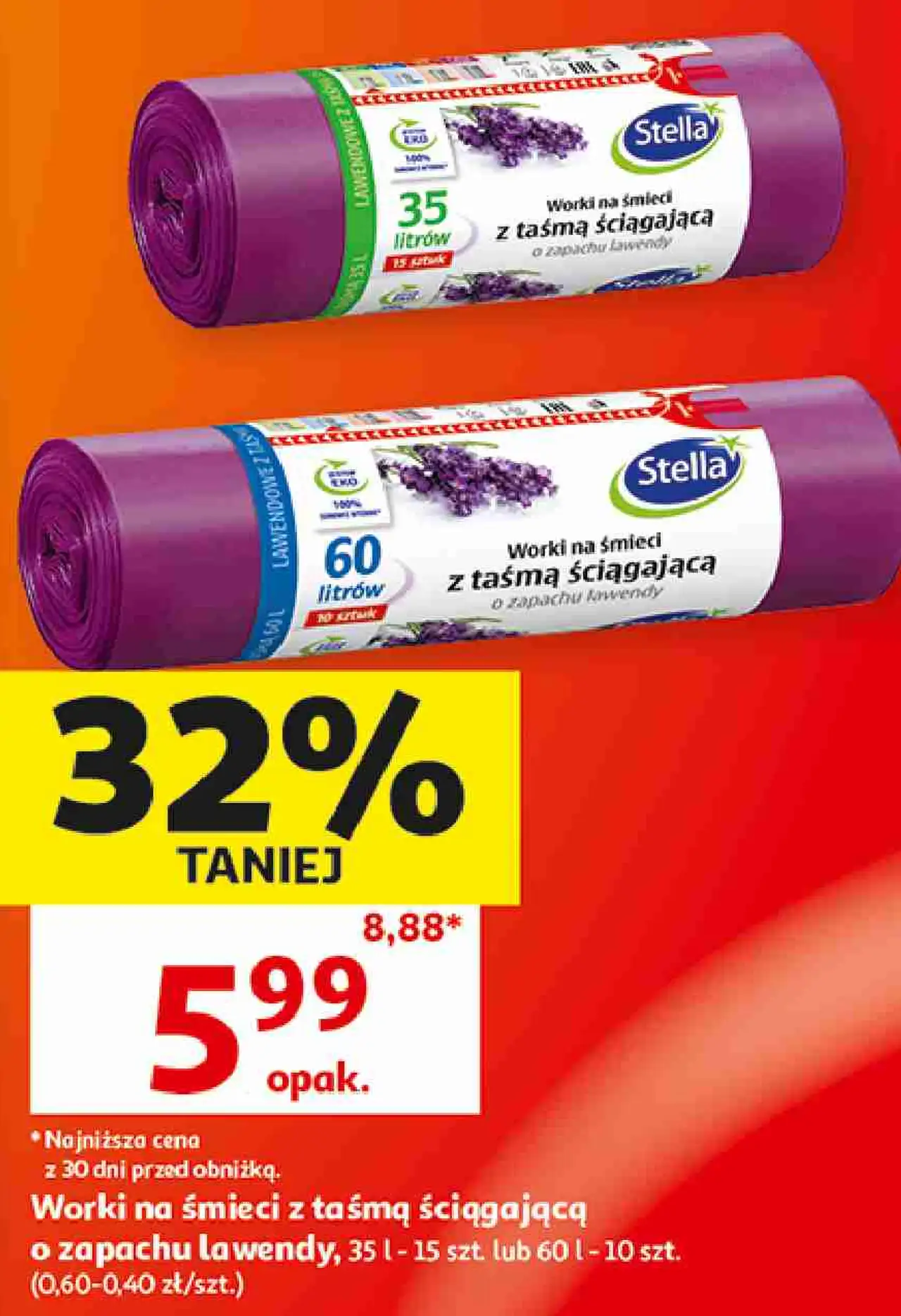 Worki na śmieci z taśmą ściągającą o zapachu lawendy Stella