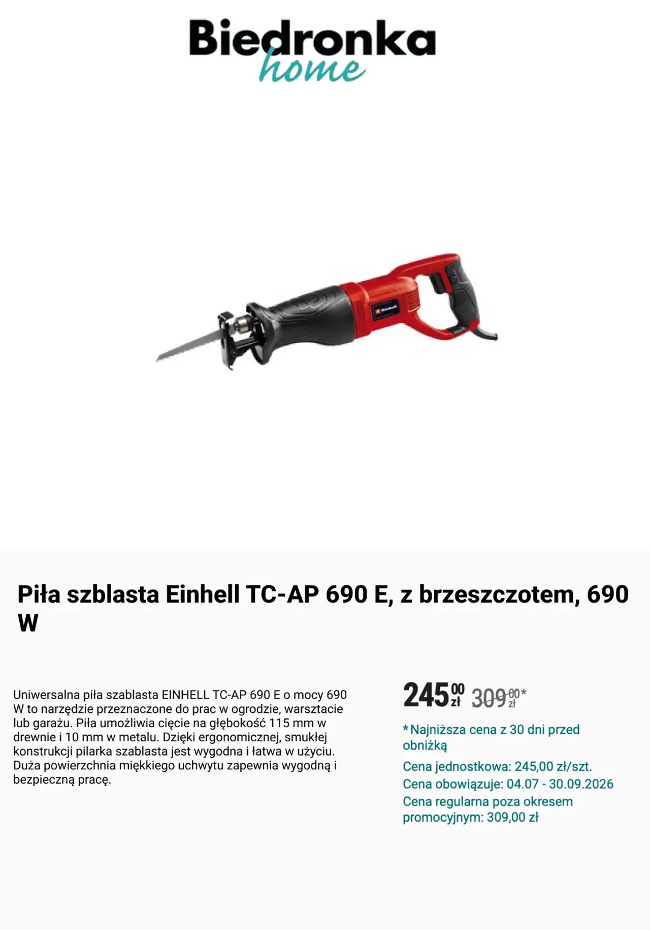 Piła szablasta Einhell TC - AP 690 E, z brzeszczotem, 690 W