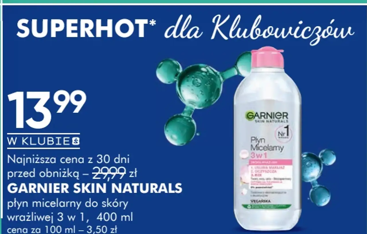 Garnier Skin Naturals płyn micelarny do skóry wrażliwej 3 w 1