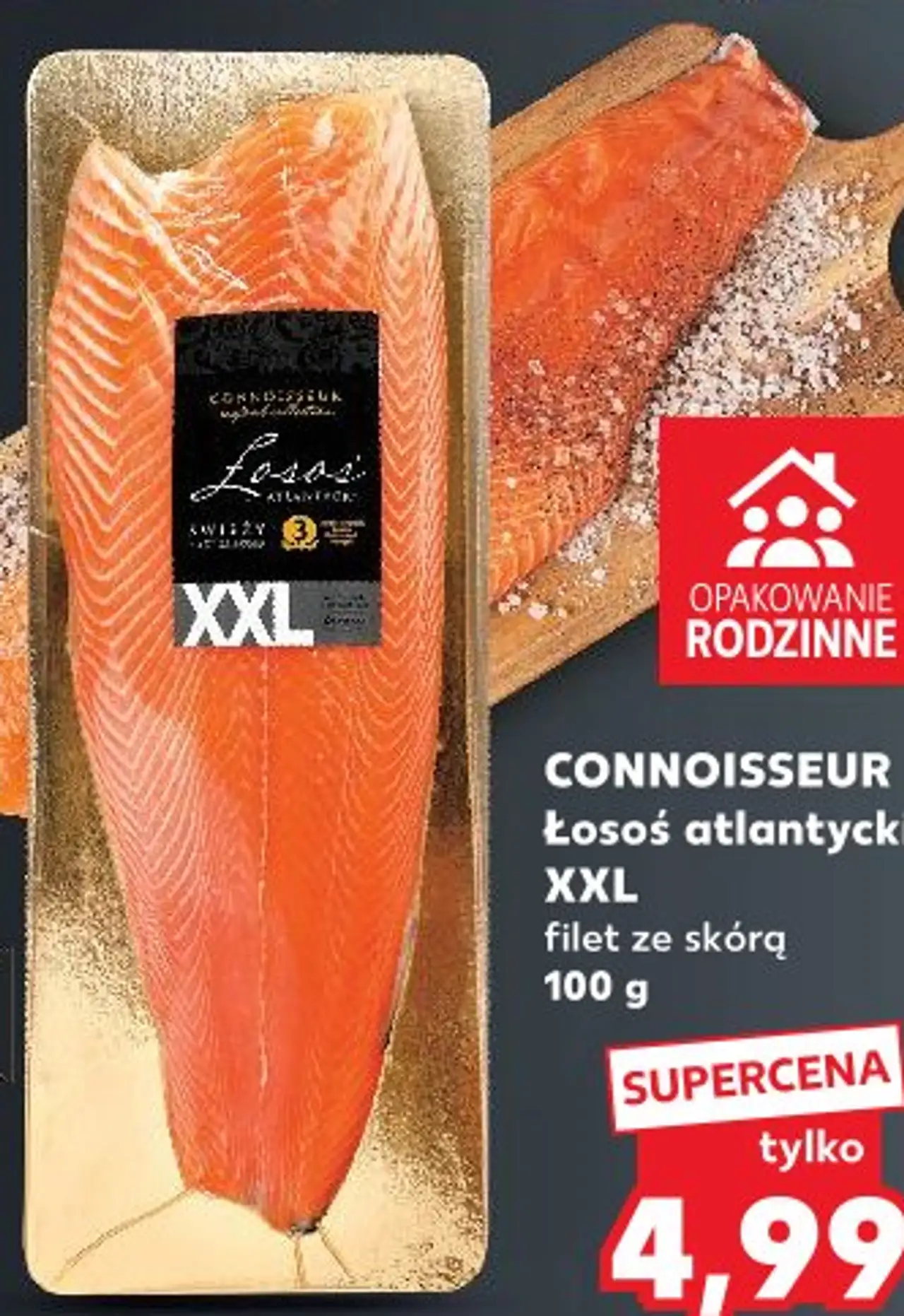 Connoisseur Łosoś atlantycki XXL filet ze skórą