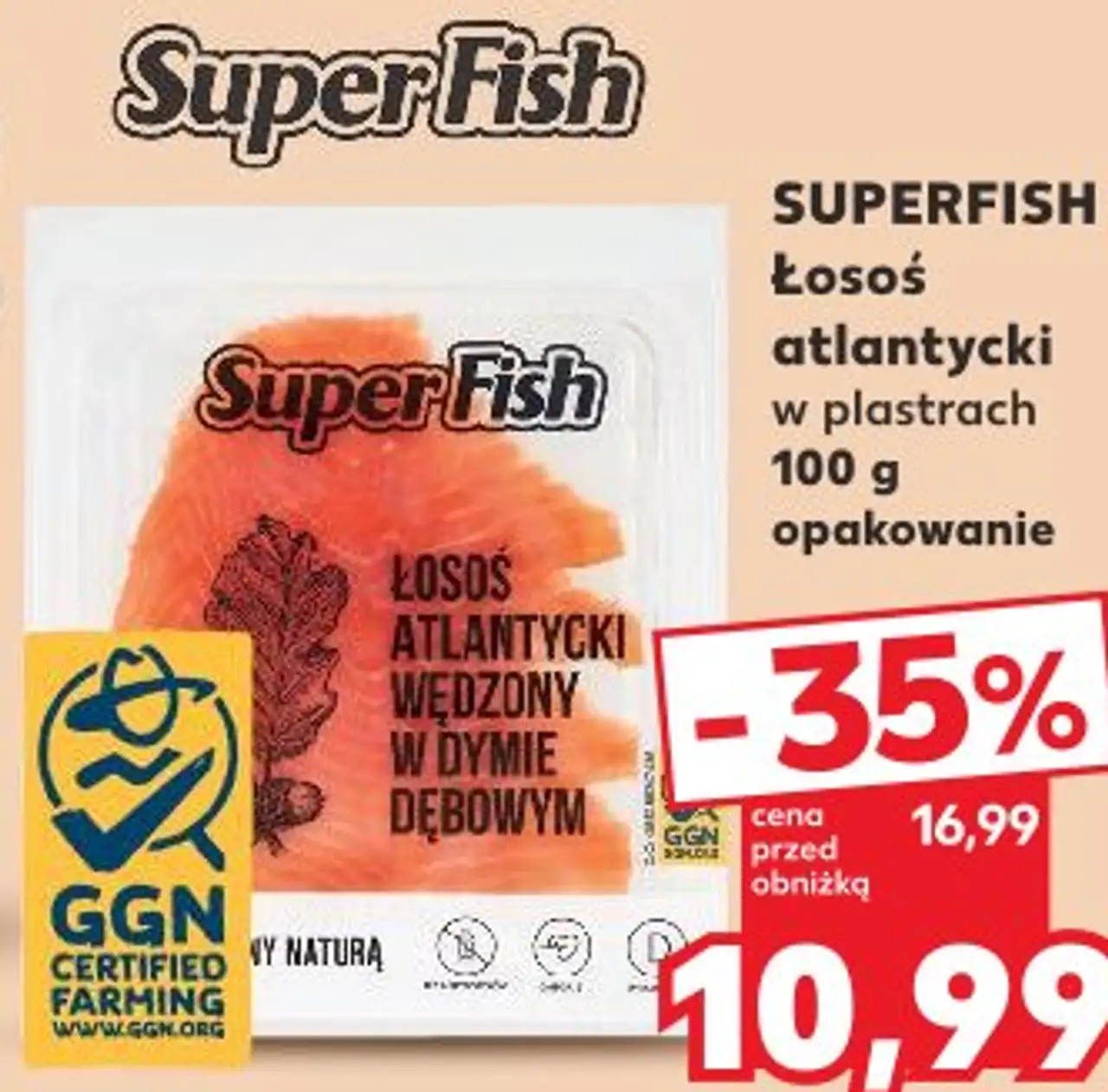 Superfish Łosoś atlantycki w plastrach w dymie dębowym