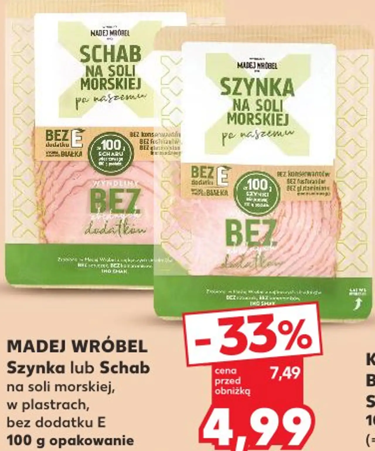 Madej Wróbel Szynka lub Schab na soli morskiej w plastrach