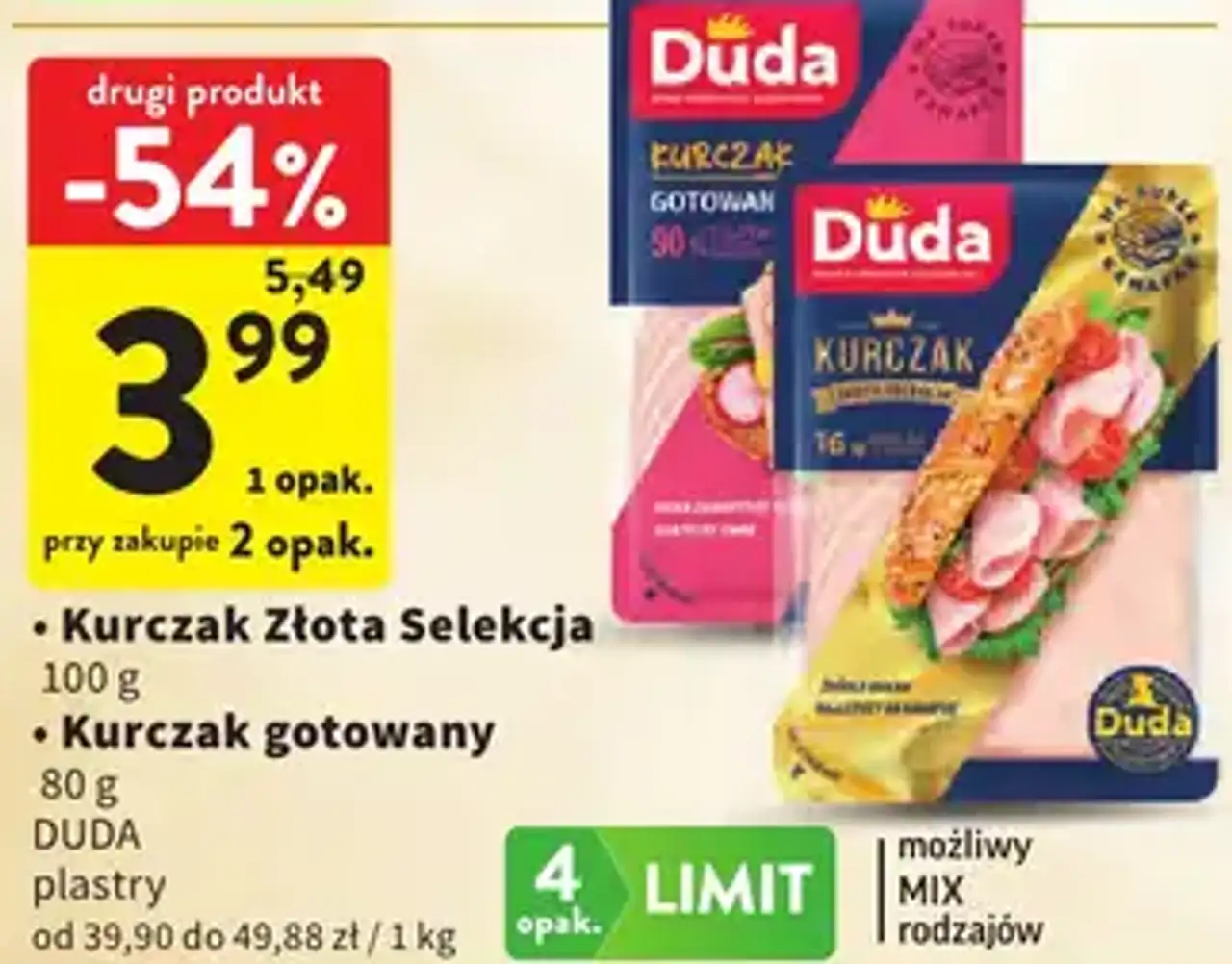 Kurczak Złota Selekcja / Kurczak gotowany Duda plastry