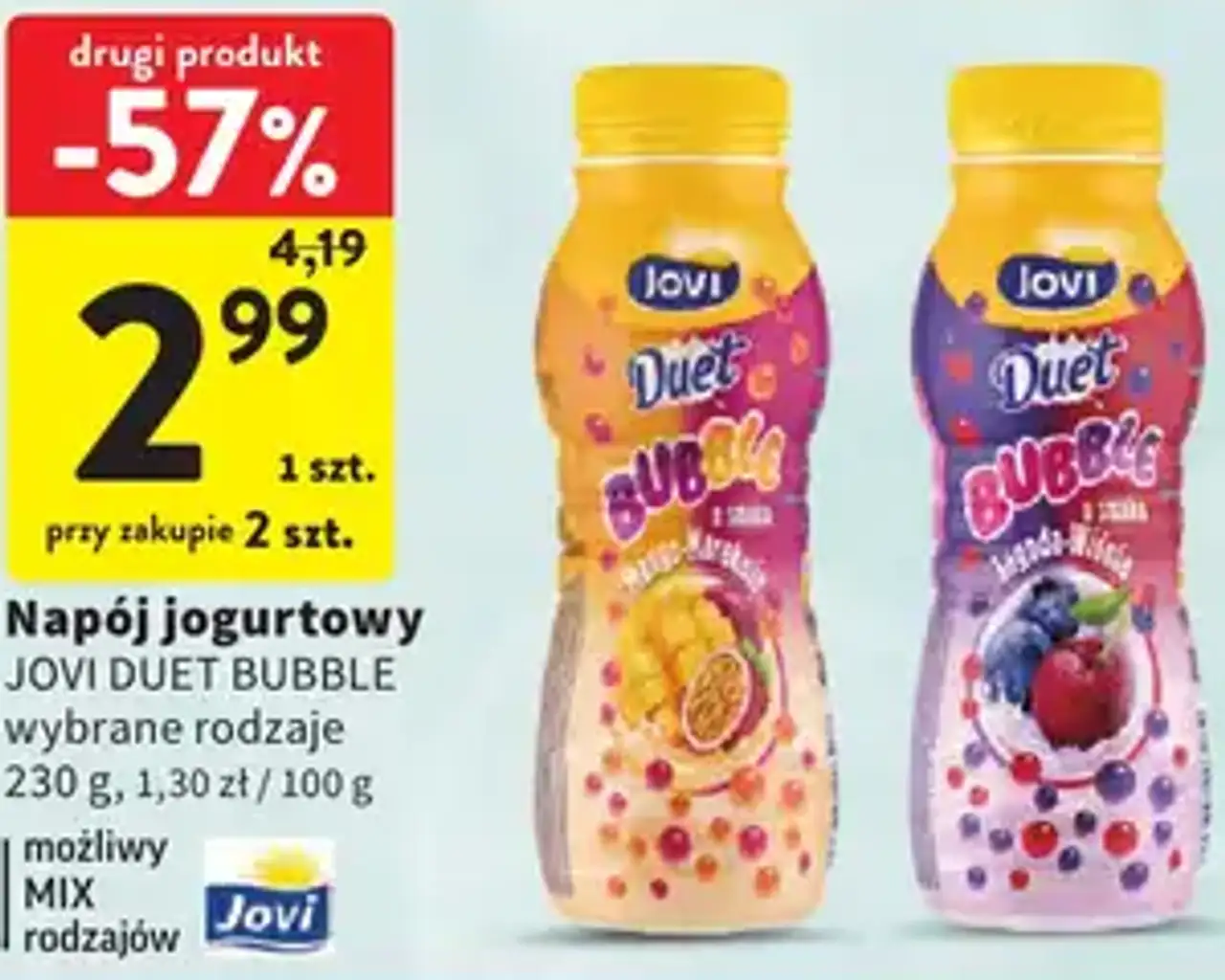 Napój jogurtowy Jovi Duet Bubble wybrane rodzaje