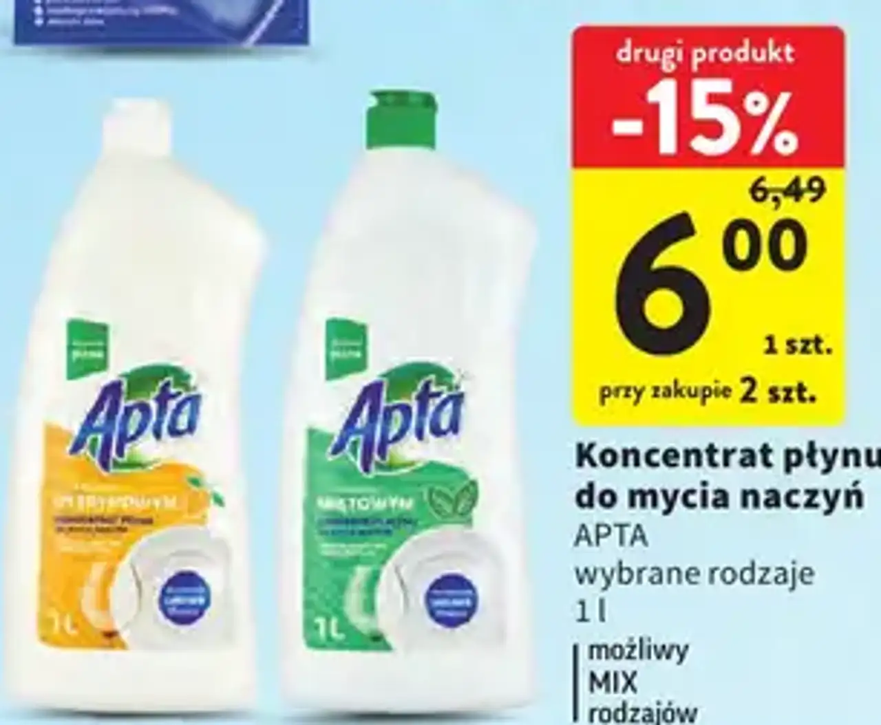 Koncentrat płynu do mycia naczyń Apta