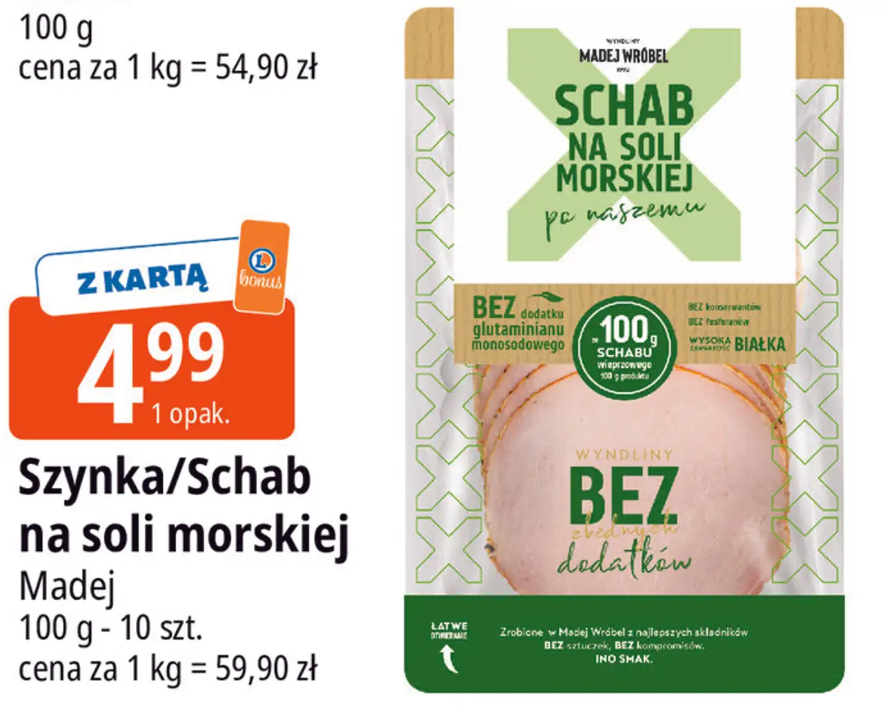 Szynka/Schab na soli morskiej Madej 100 g