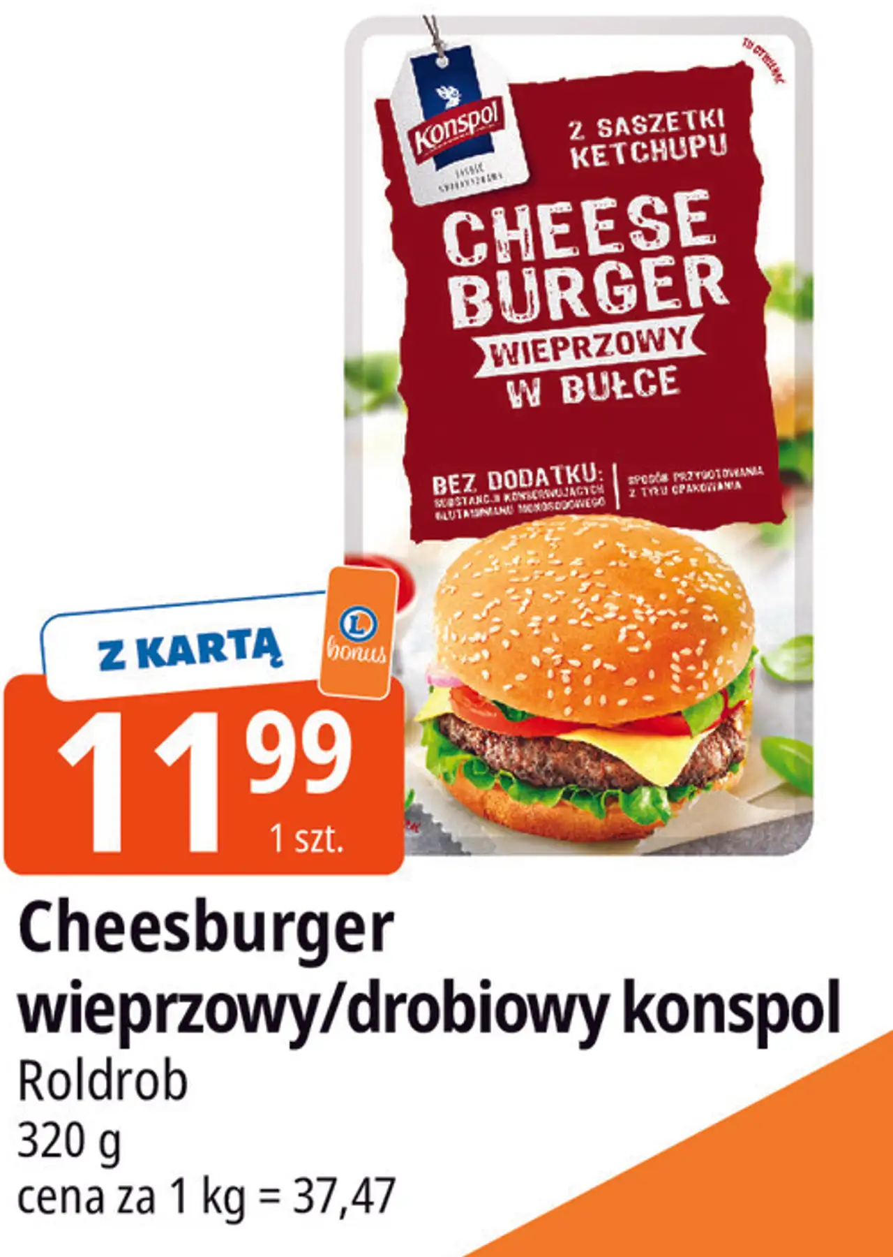 Cheeseburger wieprzowy/drobiowy konspol Roldrob