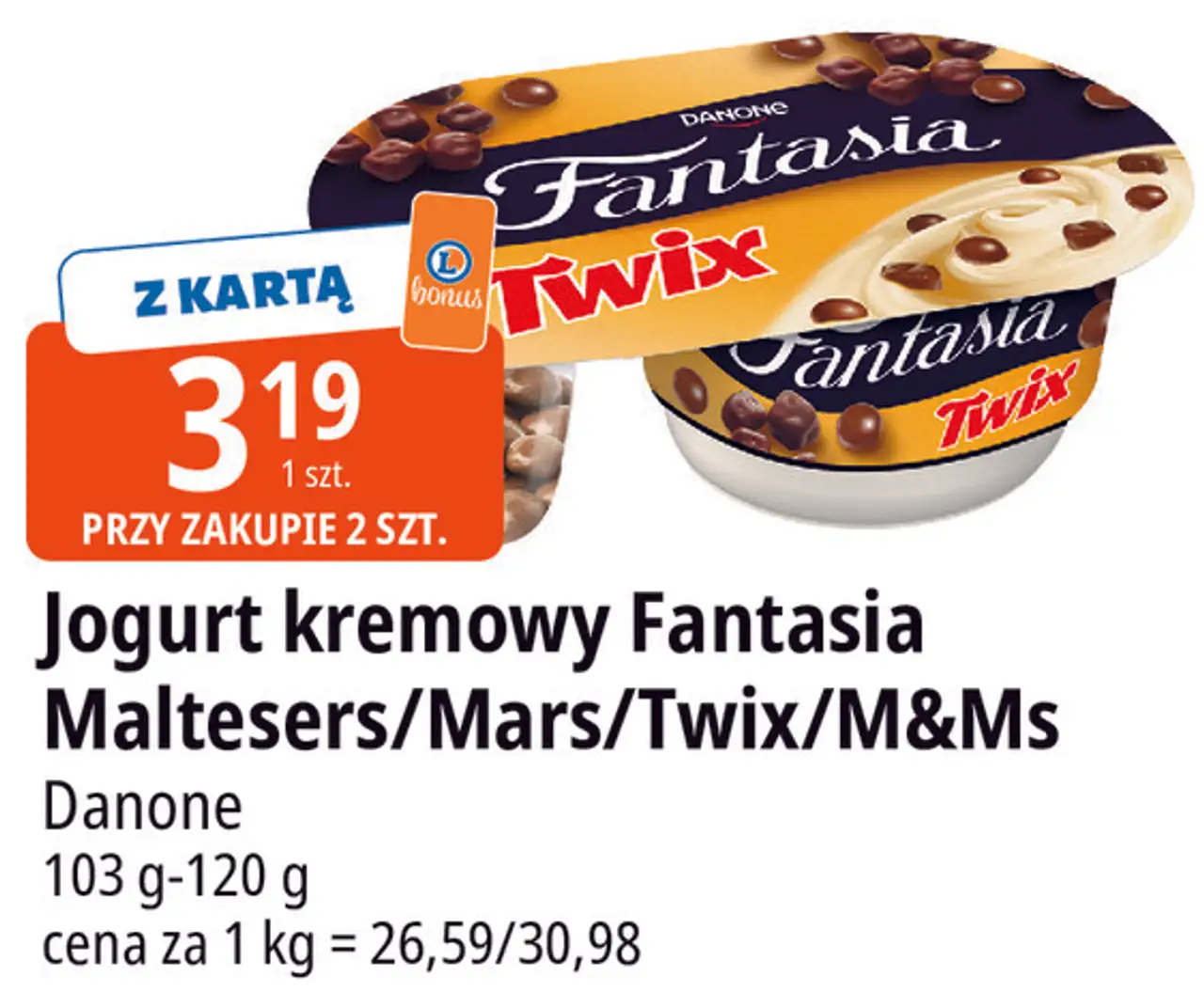 Jogurt kremowy Fantasia Maltesers/Mars/Twix/M&Ms Danone