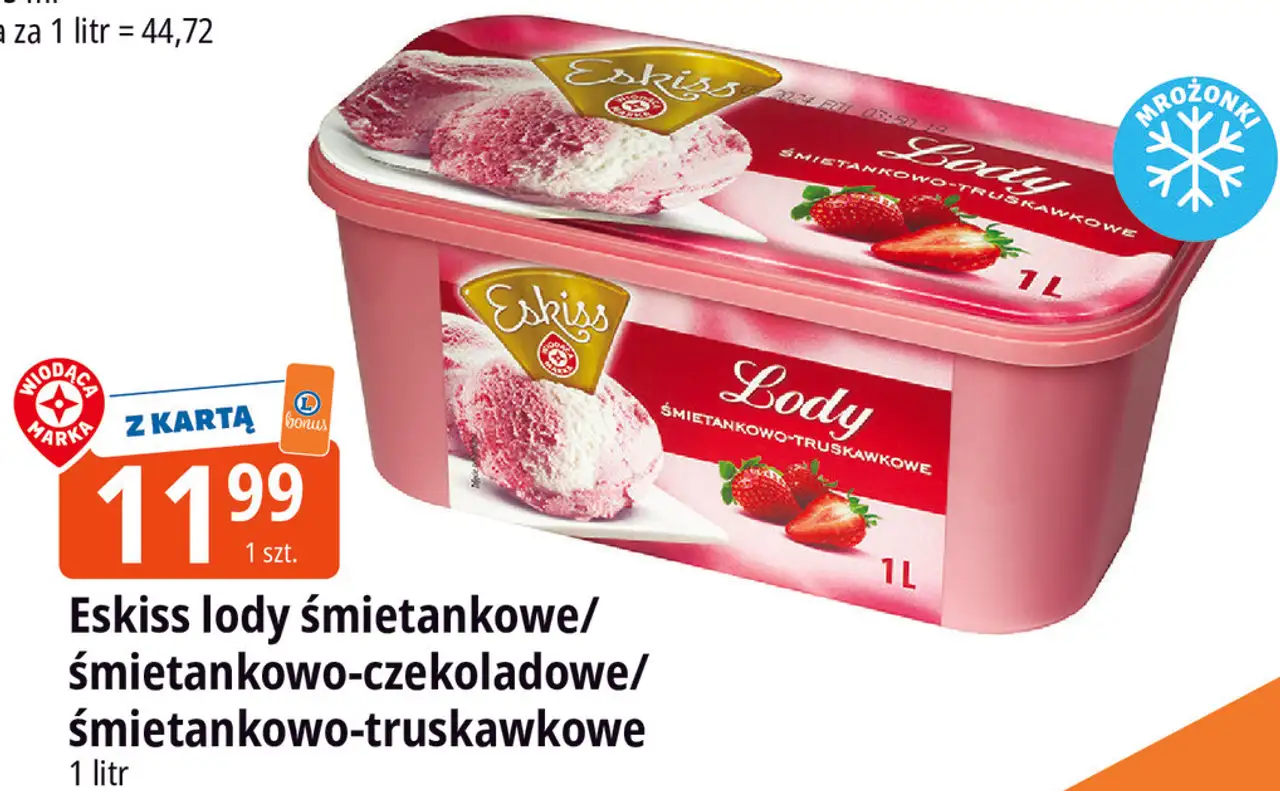 Eskiss lody śmietankowe/śmietankowo-czekoladowe/śmietankowo-truskawkowe