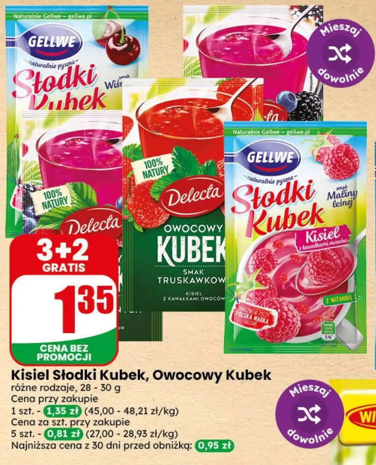 Kisiel Słodki Kubek Gellwe, Owocowy Kubek Delecta