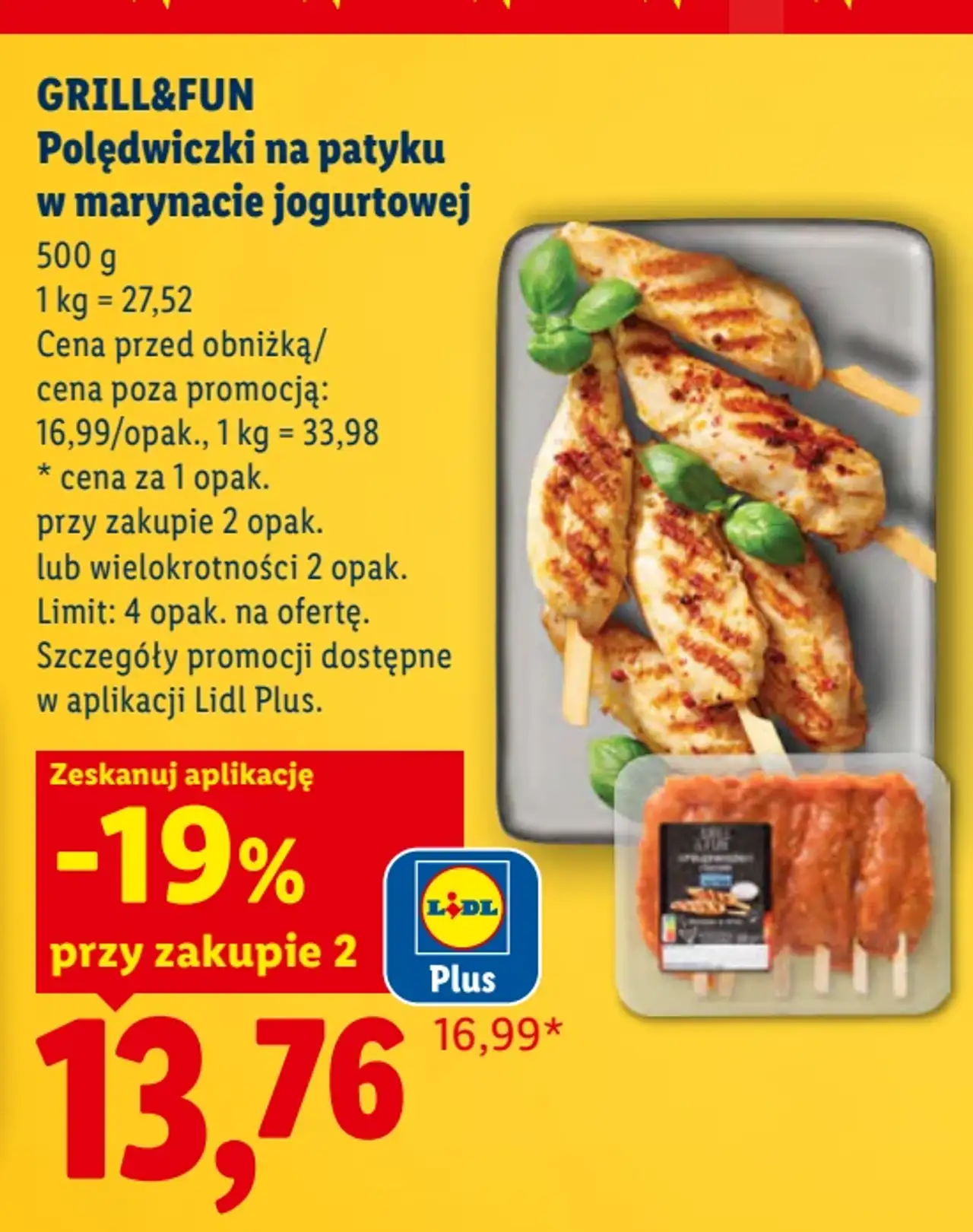 GRILL&FUN Polędwiczki na patyku w marynacie jogurtowej