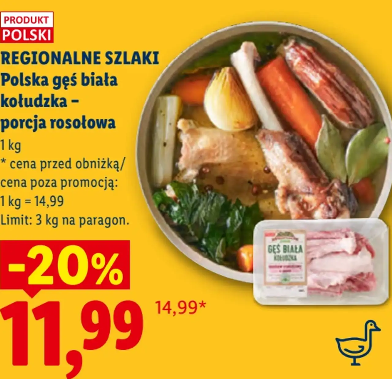 REGIONALNE SZLAKI Polska gęś biała kołudzka - porcja rosołowa