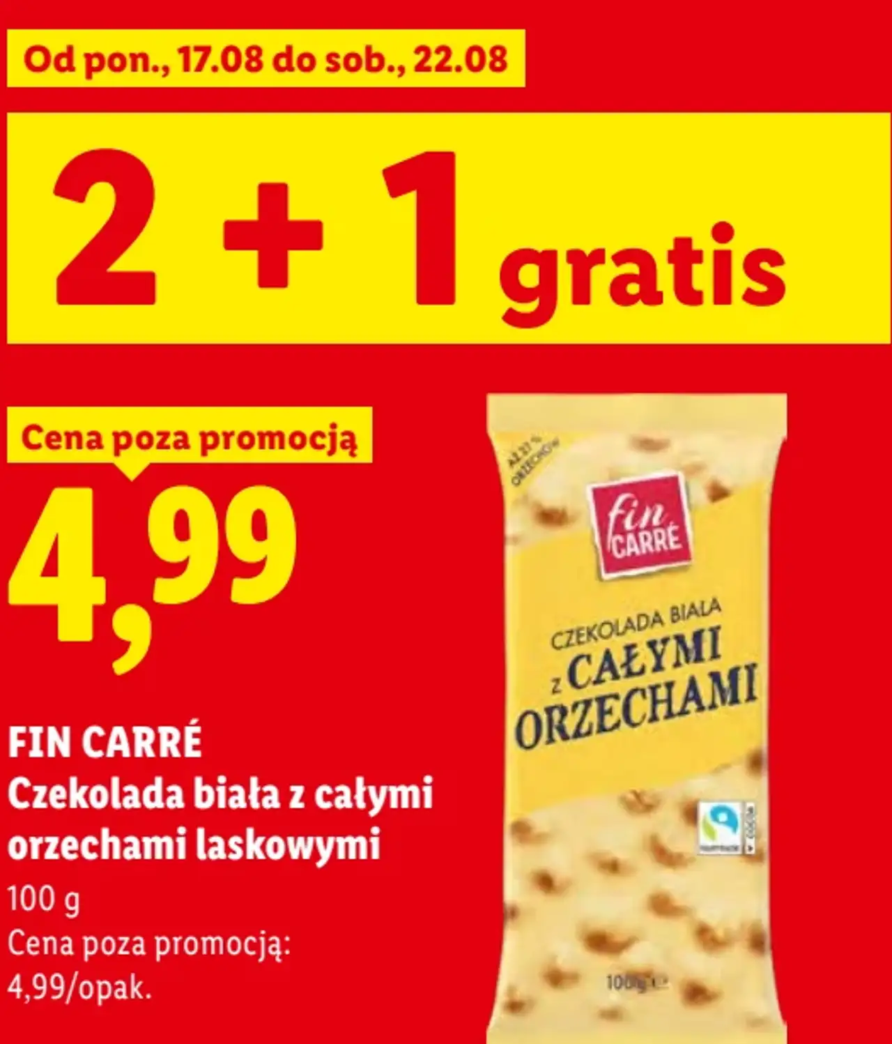 FIN CARRÉ Czekolada biała z całymi orzechami laskowymi