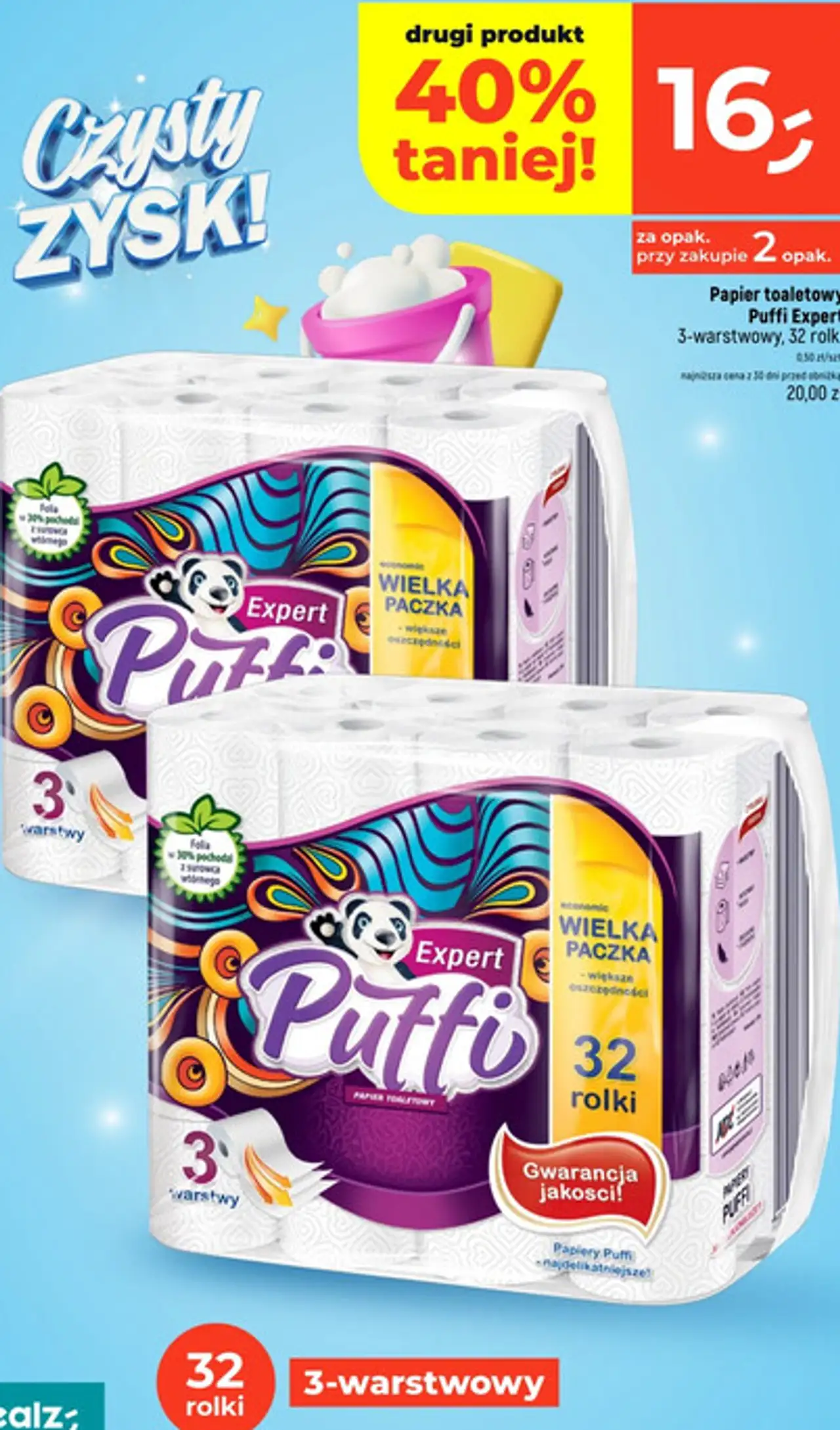 Papier toaletowy Puffi Expert 3-warstwowy, 32 rolki