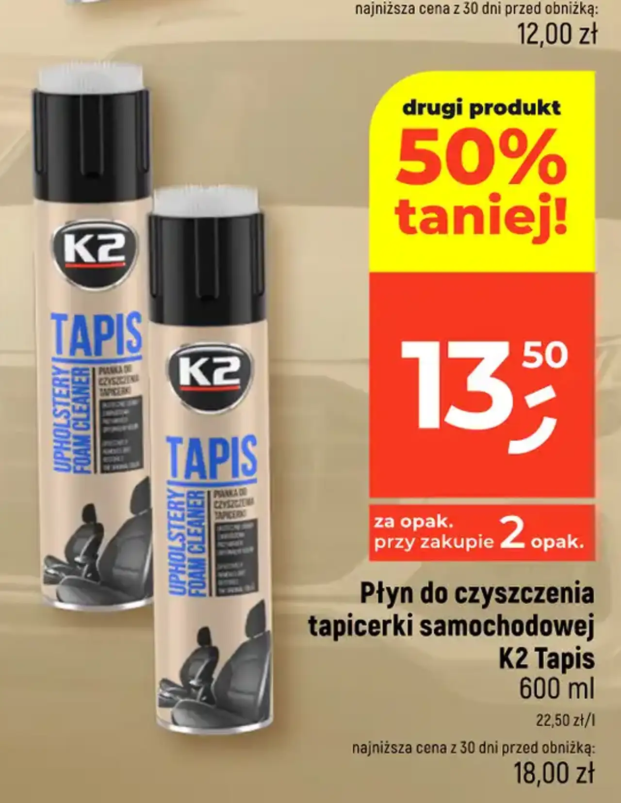 Płyn do czyszczenia tapicerki samochodowej K2 Tapis
