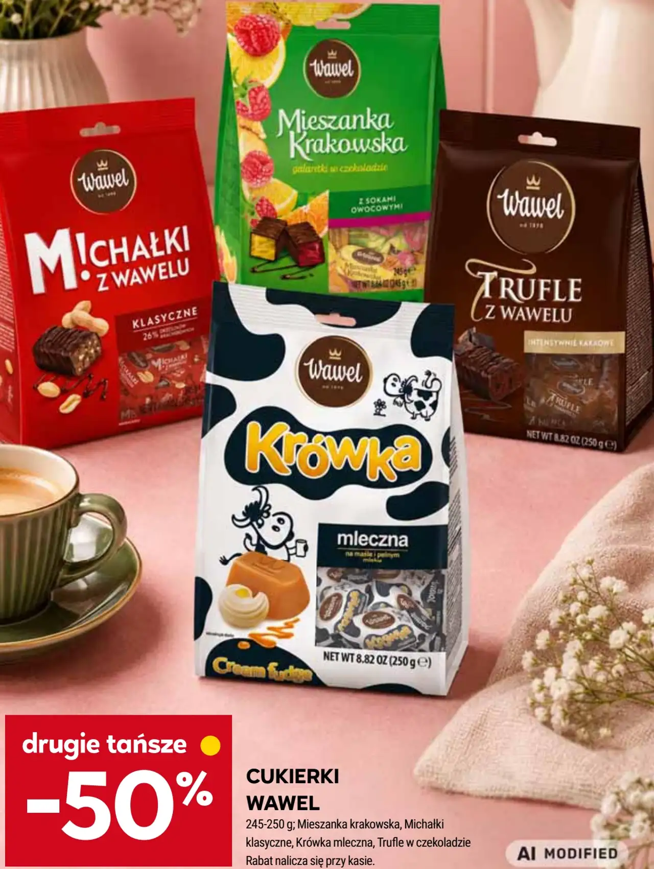 Cukierki Wawel (Mieszanka Krakowska, Michałki klasyczne, Krówka mleczna, Trufle w czekoladzie) 245-250 g
