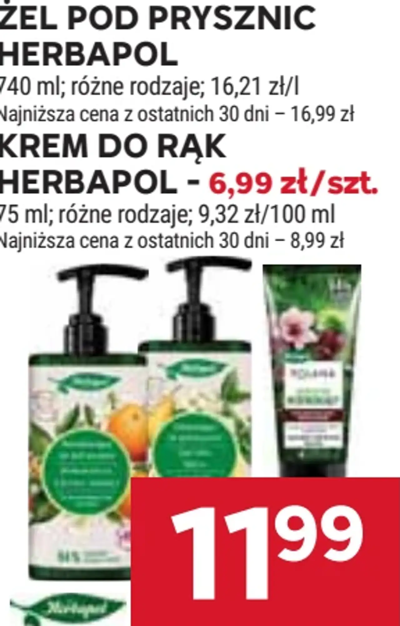 Żel pod prysznic, krem do rąk Herbapol