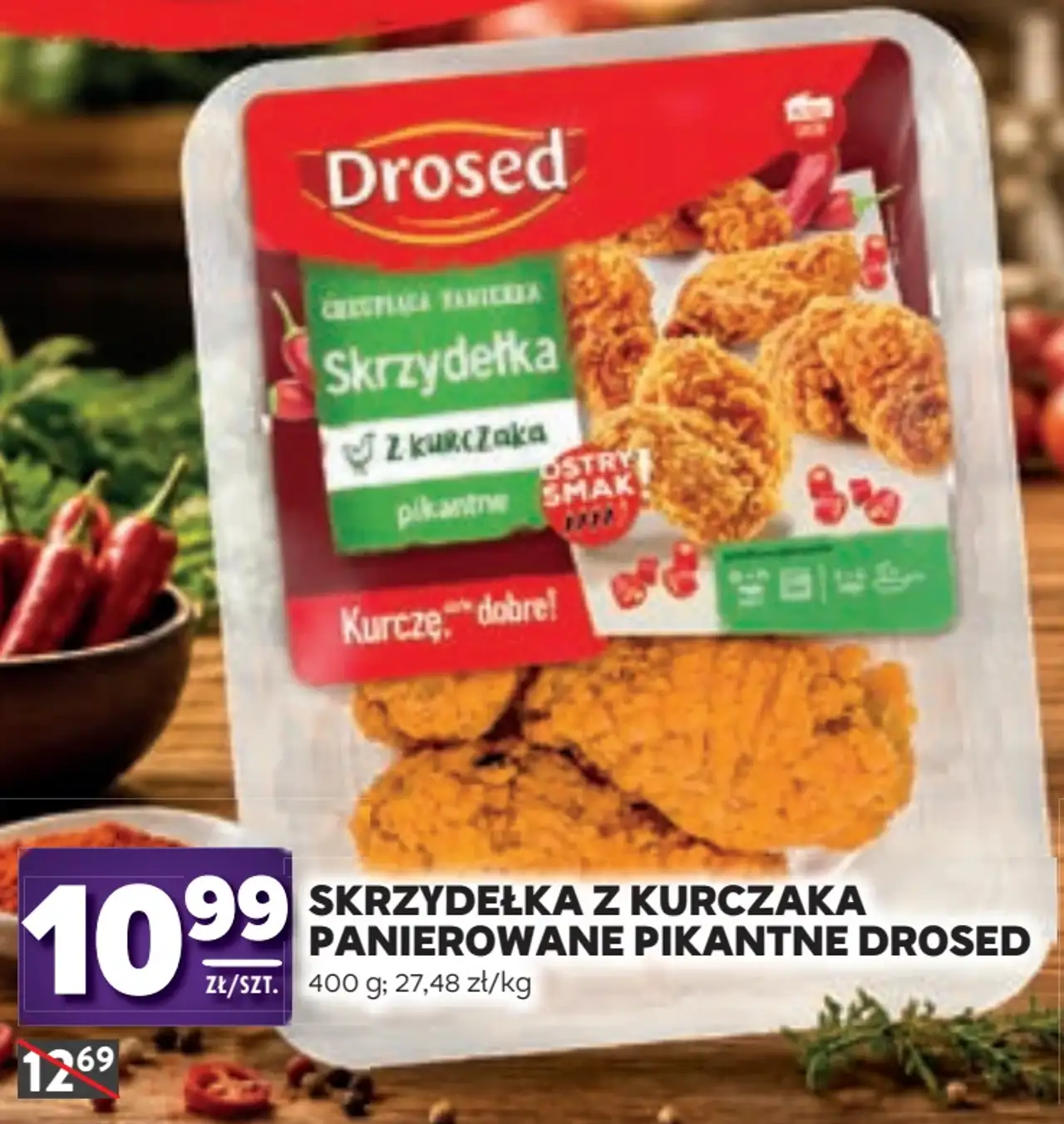 Skrzydełka z kurczaka panierowane pikantne Drosed