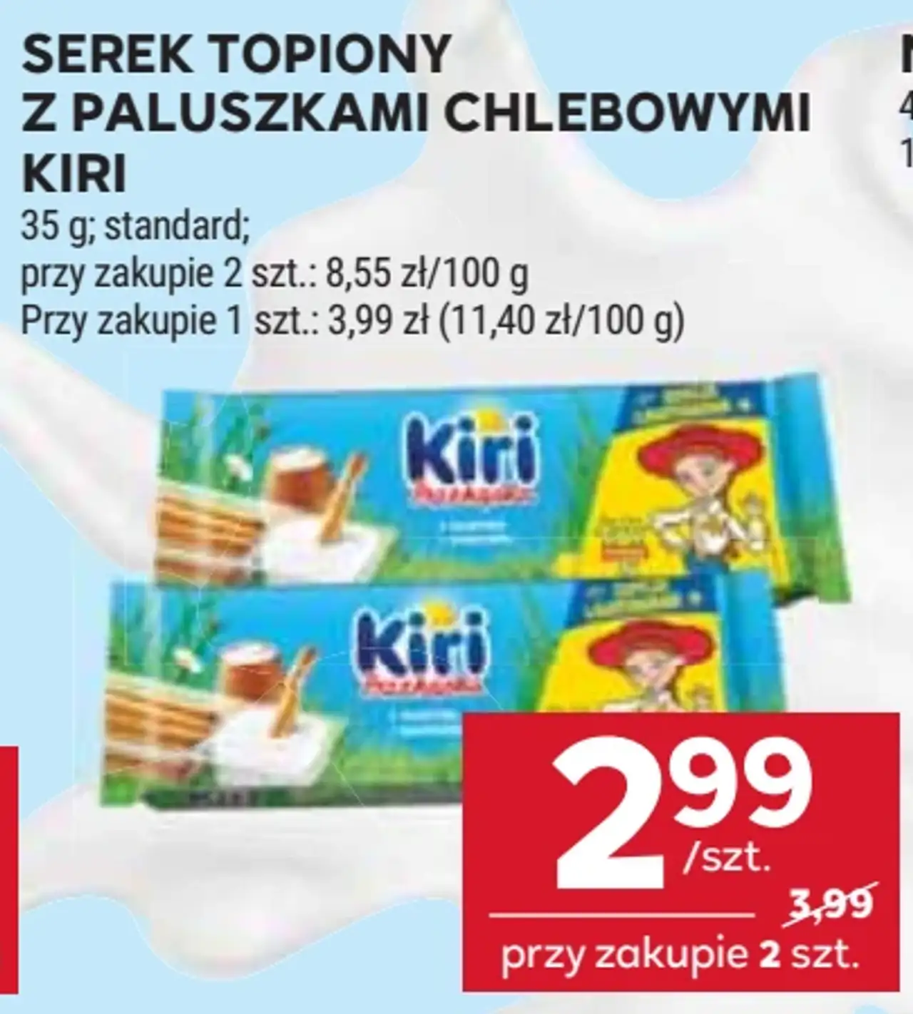 Serek topiony z paluszkami chlebowymi Kiri