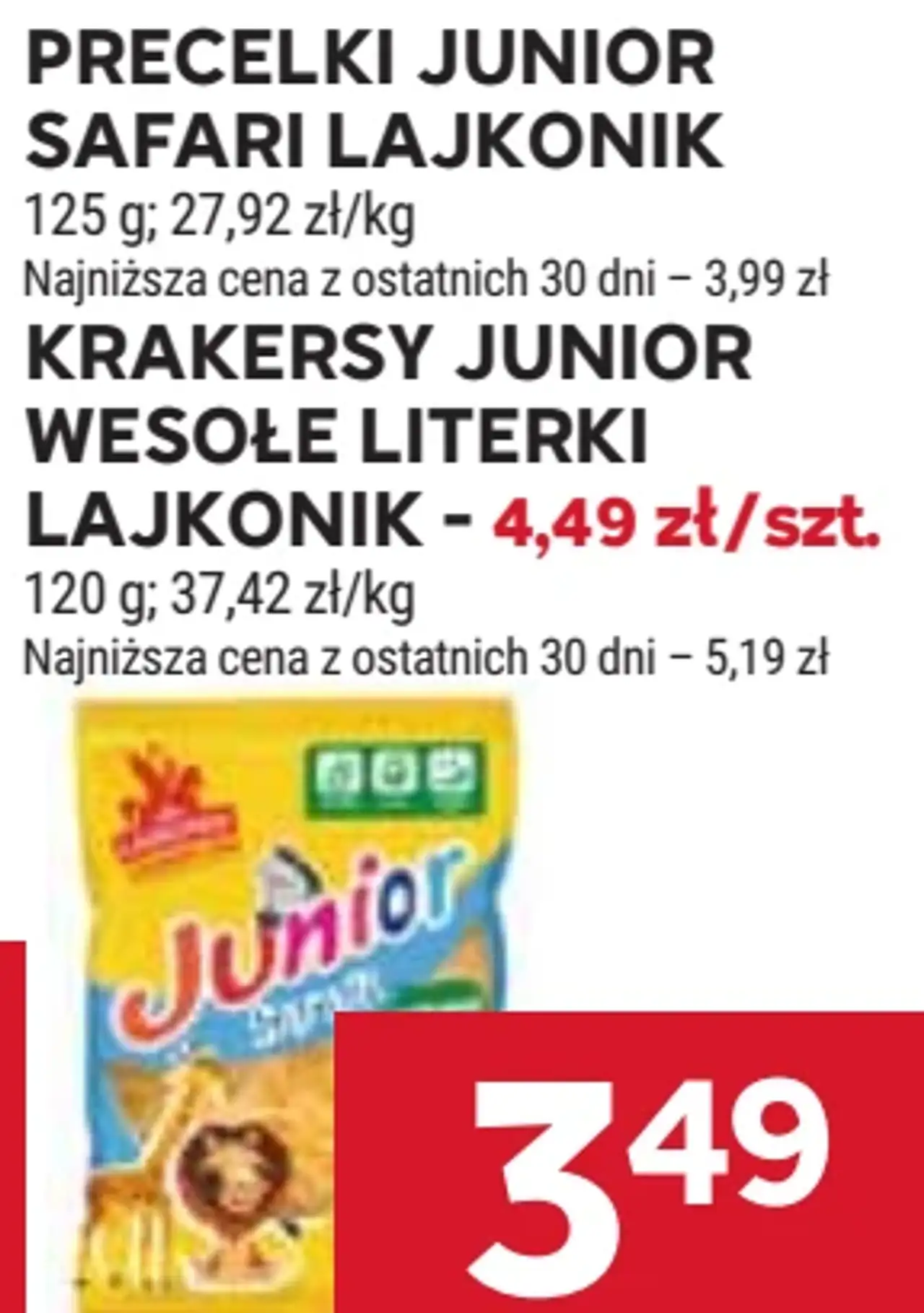 Precelki Junior Safari Lajkonik, Krakersy Junior Wesołe Literki Lajkonik