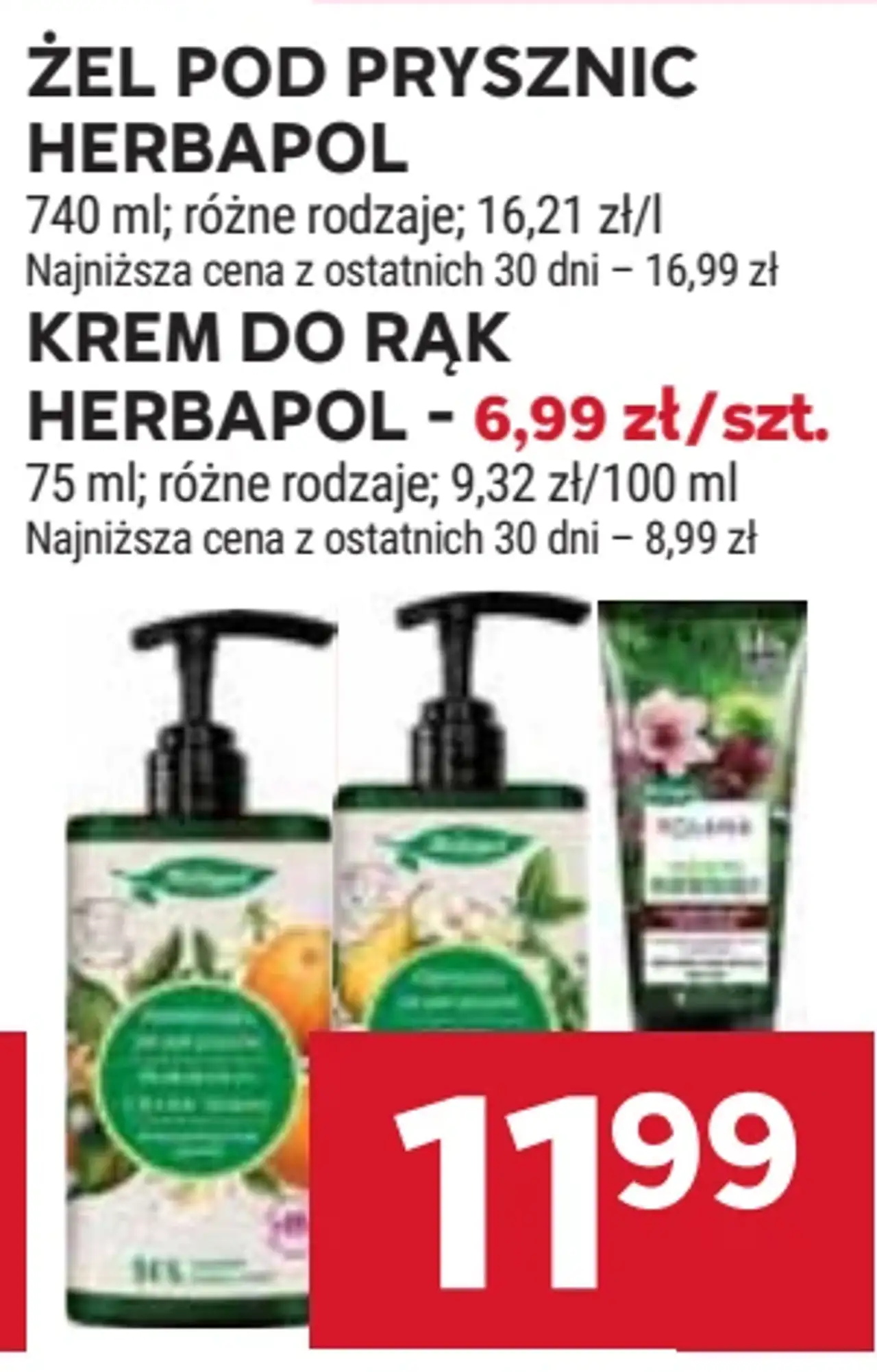 Żel pod prysznic, krem do rąk Herbapol