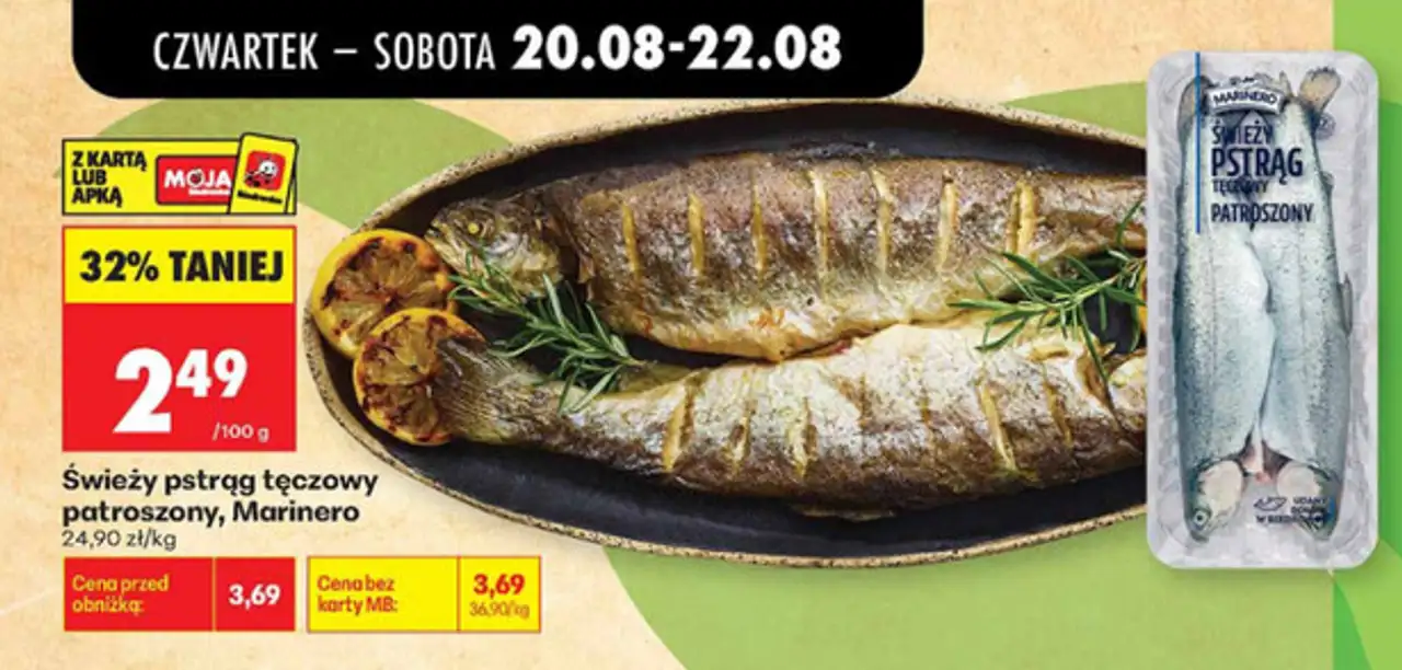 Świeży pstrąg tęczowy patroszony Marinero