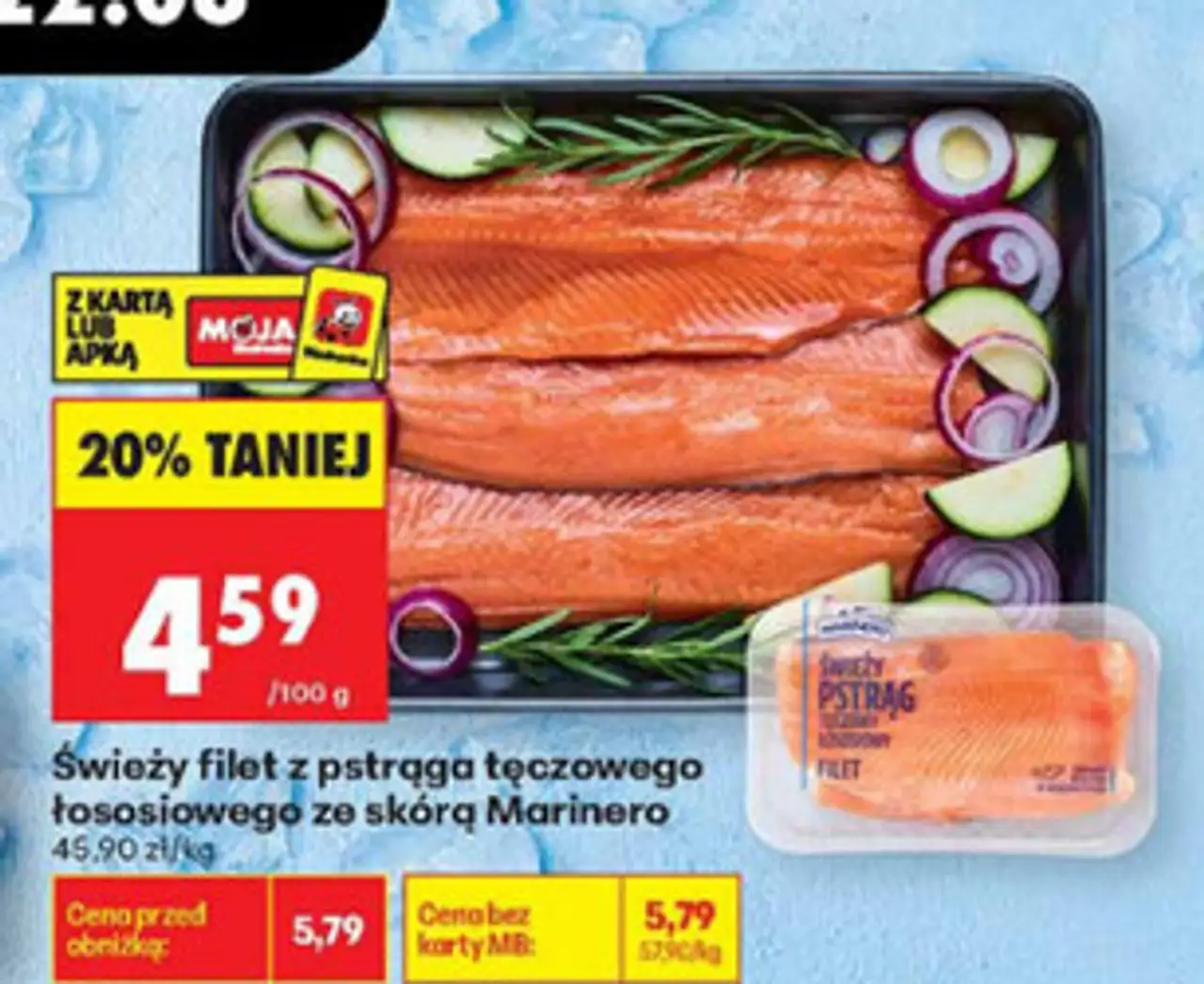 Świeży filet z pstrąga tęczowego łososiowego ze skórą Marinero